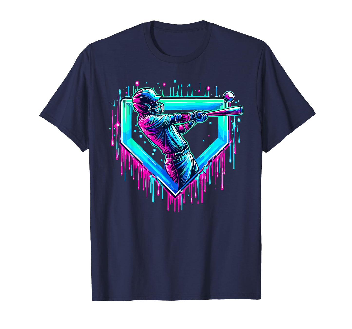 Cool Player Home Plate Baseball Ice Cream Drip T-Shirt