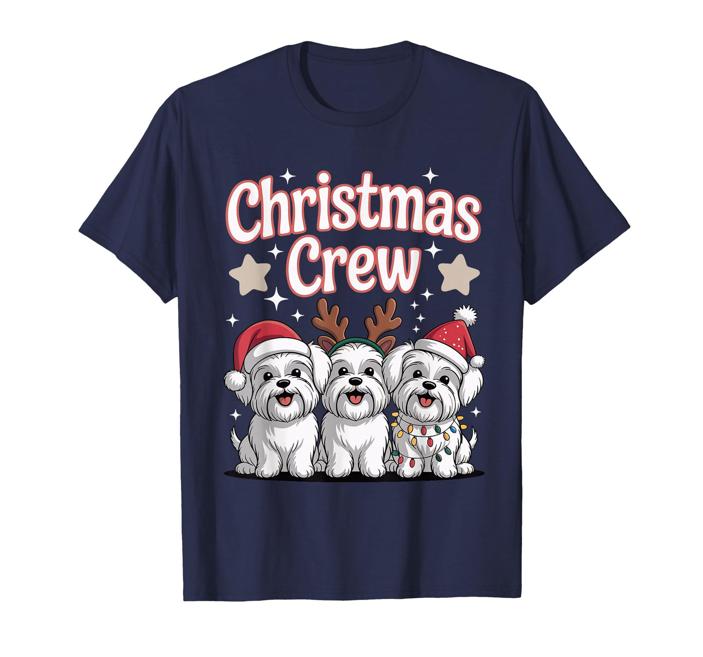 Christmas Crew Xmas Puppy Dog Breed Funny Christmas Maltese T-Shirt