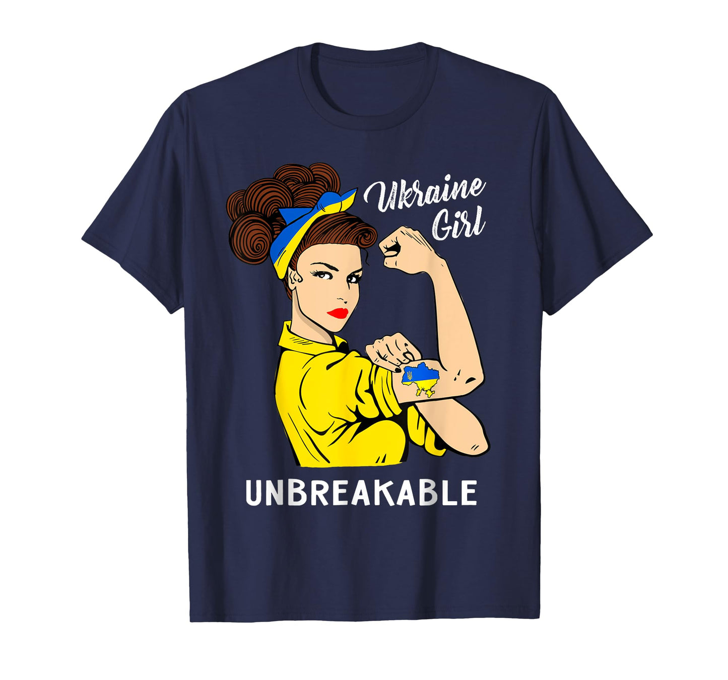 Ukraine Girl Unbreakable T-shirt Ukrainian Flag Strong Woman T-Shirt