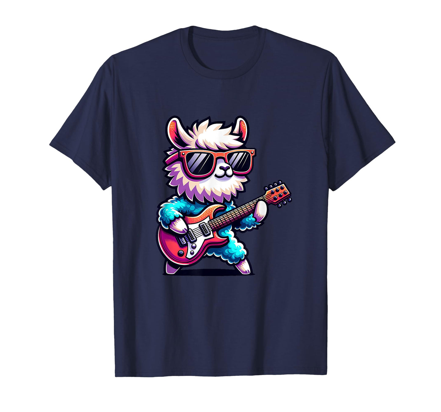 Cool Llama with E-Guitar T-Shirt