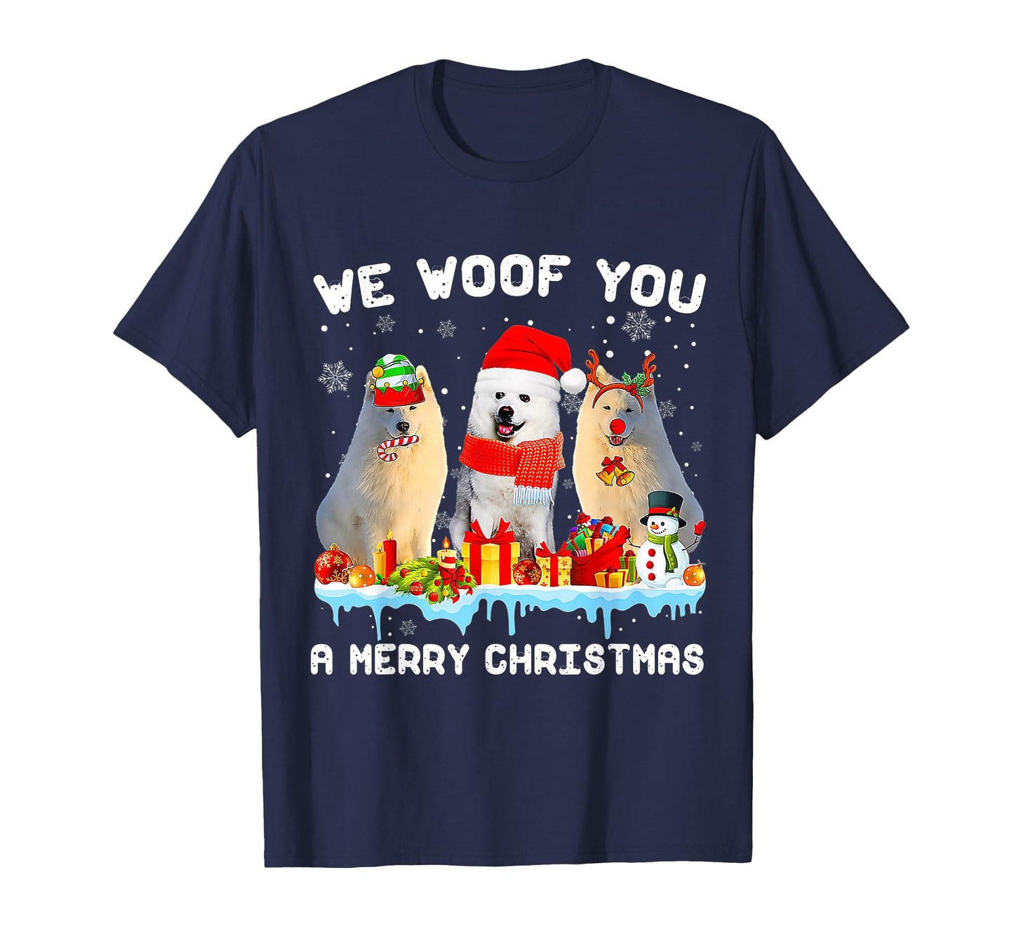 Funny Merry Woofmas American Eskimo Christmas Ornaments T-Shirt