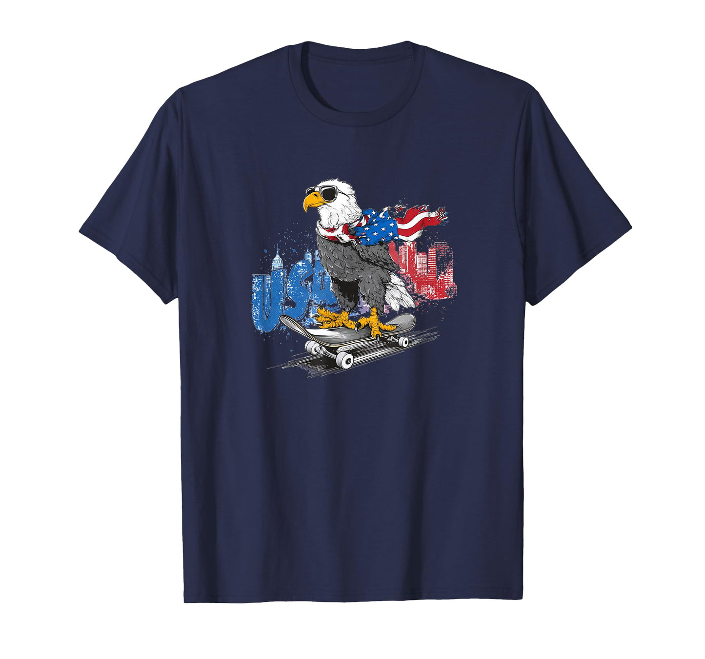 Funny Eagle with US City and Skateboard Costume T-Shirt