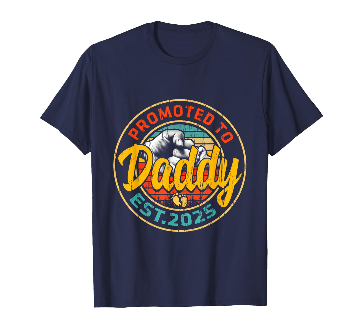 Promoted To Daddy 2025 New Dad First Time Fathers Day T-Shirt