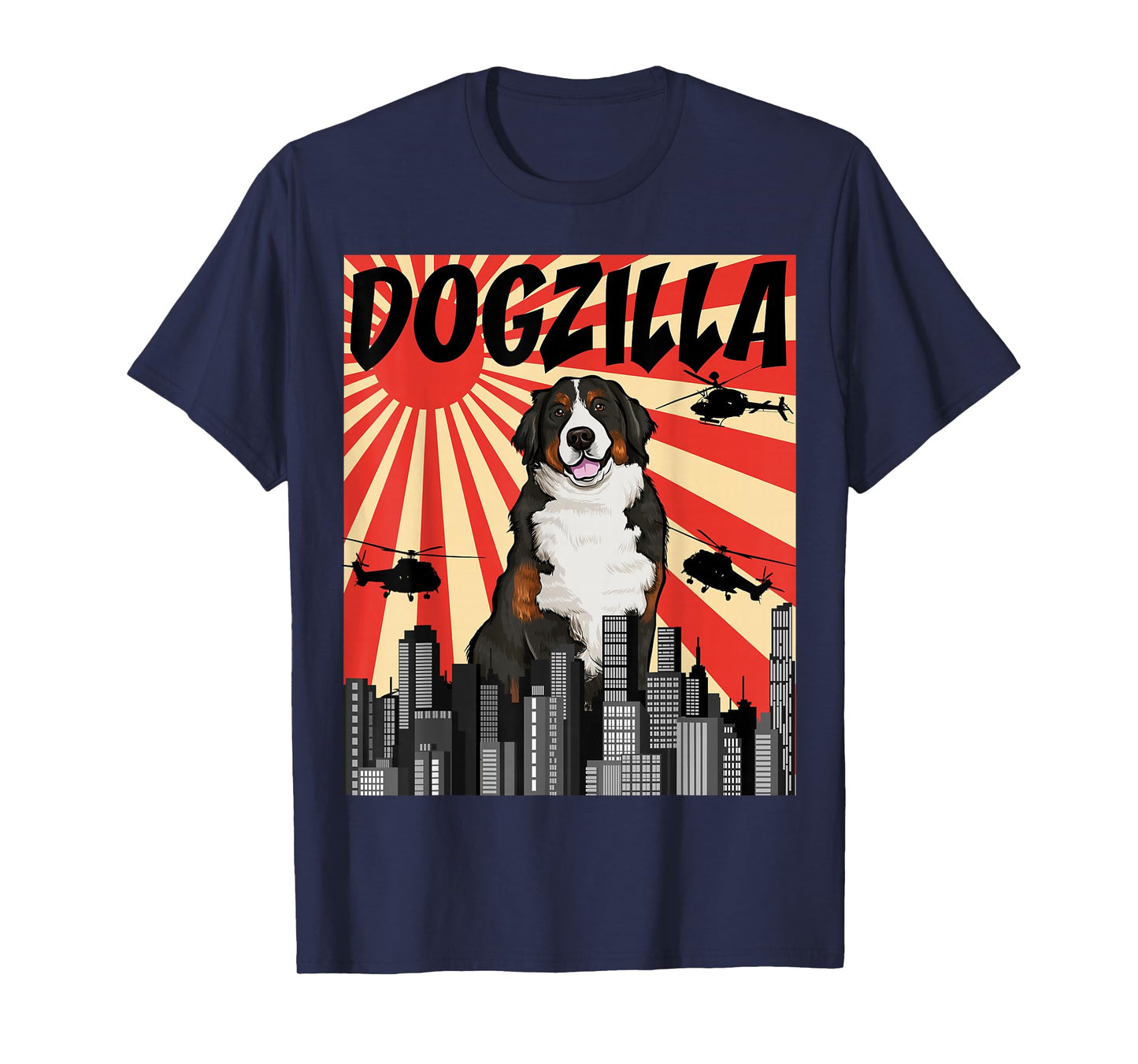 Funny Retro Japanese Dogzilla Bernese Mountain Dog T-Shirt