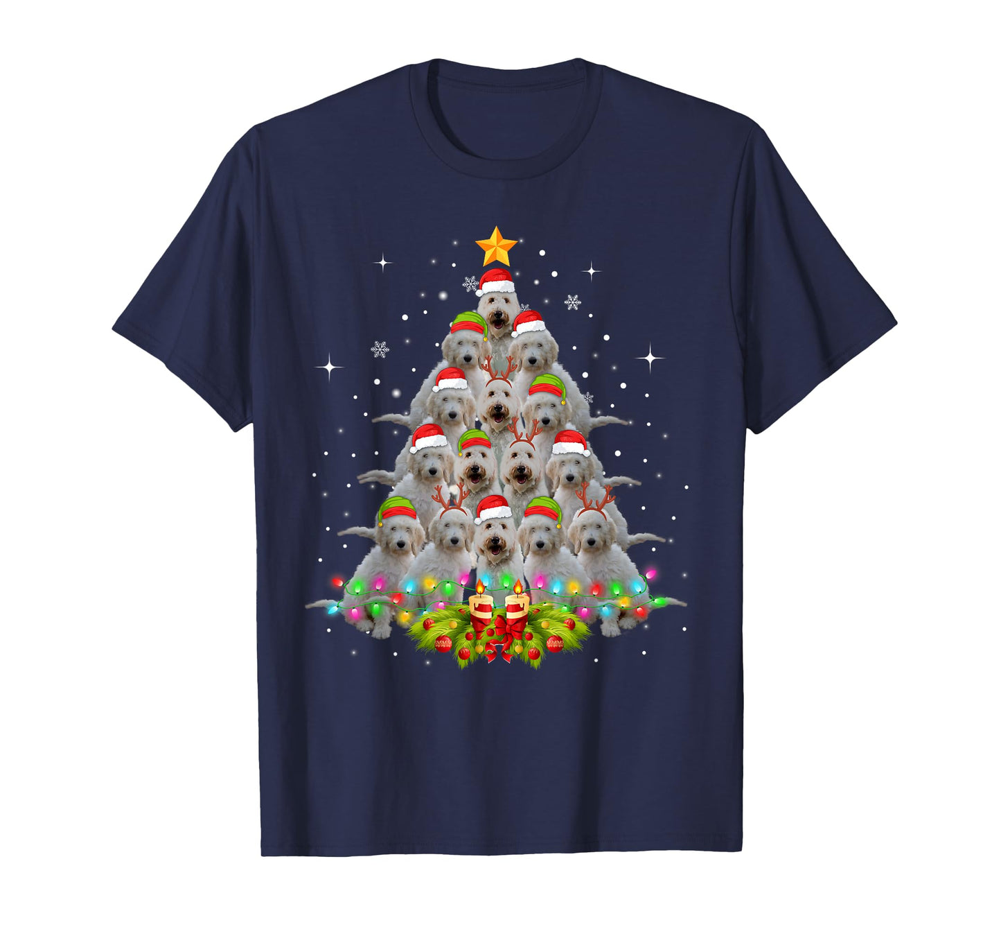 Goldendoodle Dog Tree Christmas Sweater Xmas Pet Dogs Gifts T-Shirt for Men Women Kids