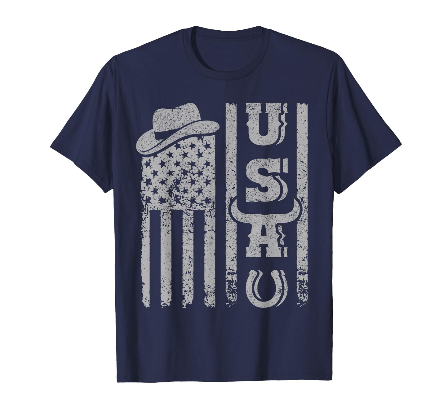 Western American Flag Cowboy Men Teen Boys Kids Southern USA T-Shirt