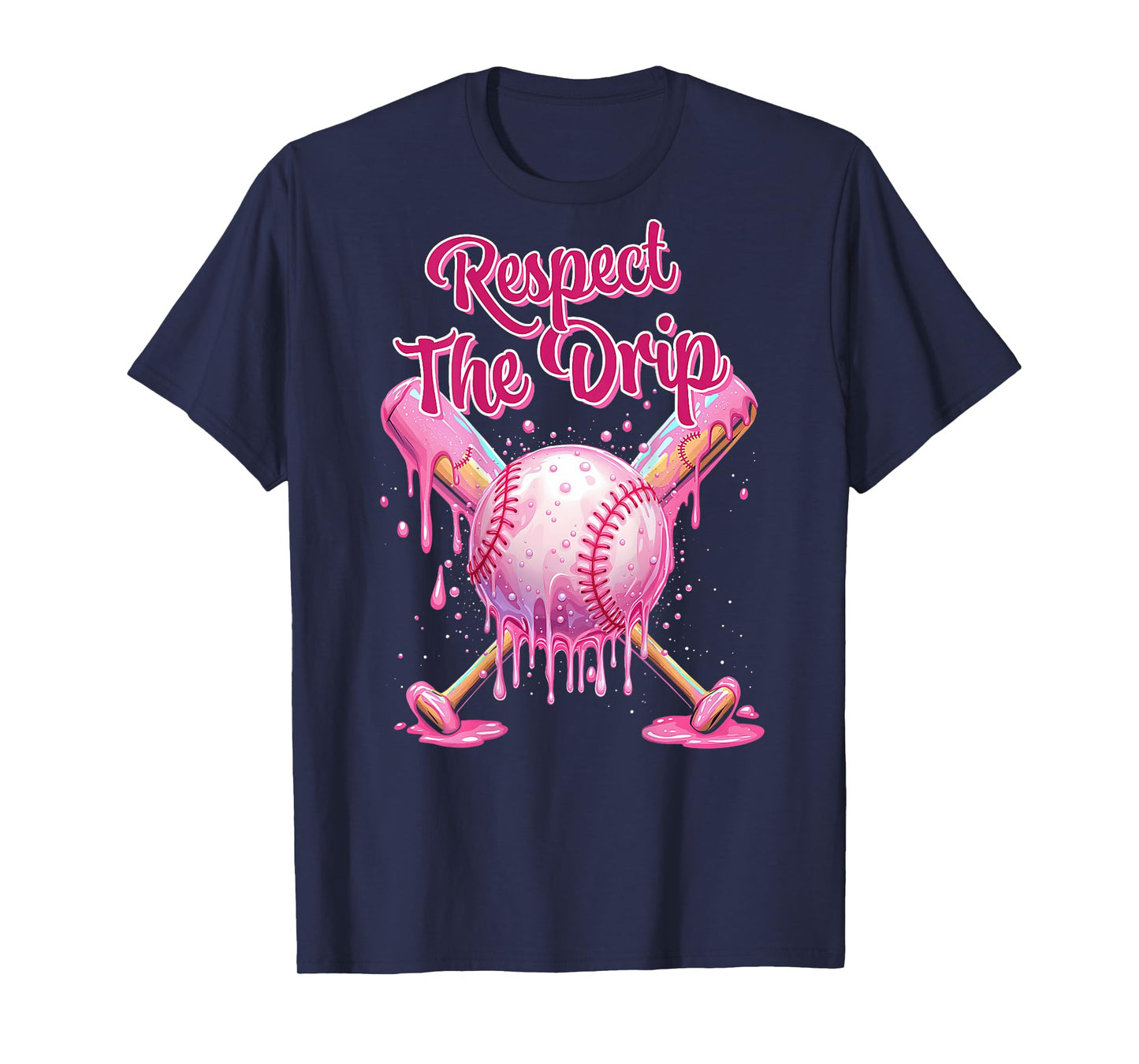 Pink Baseball Dripping Shirt for Youth Girls Ice Cream Drip T-Shirt