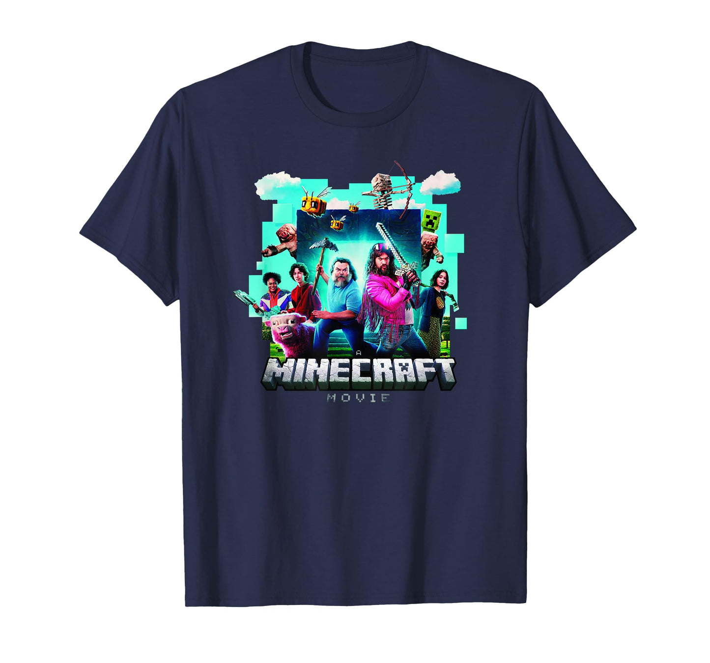 A Minecraft Movie Adventure Gang Main Characters Group Shot T-Shirt