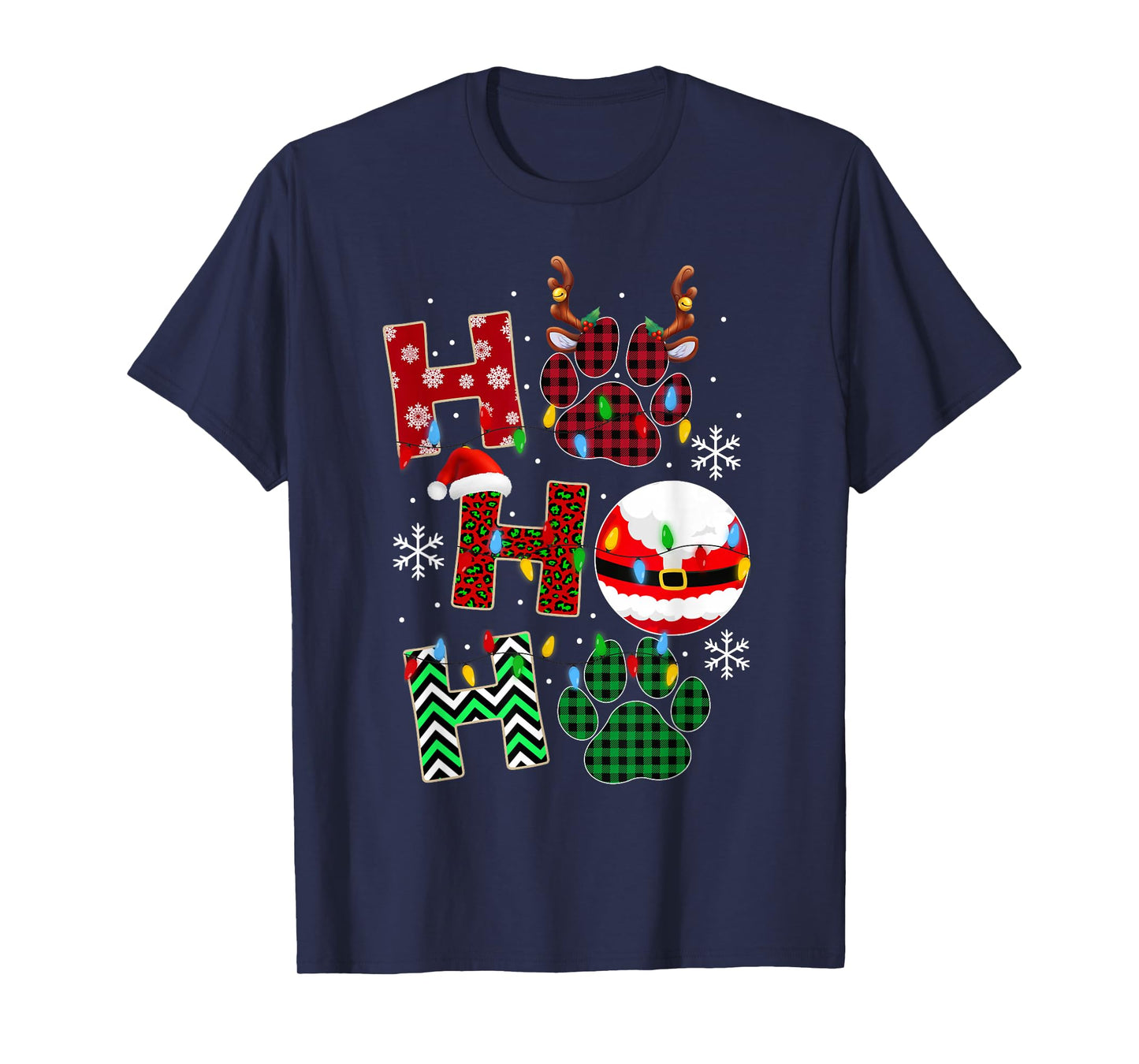 HoHoHo Dog Paw Christmas Pajama Cute Holiday Dog Lovers Xmas T-Shirt