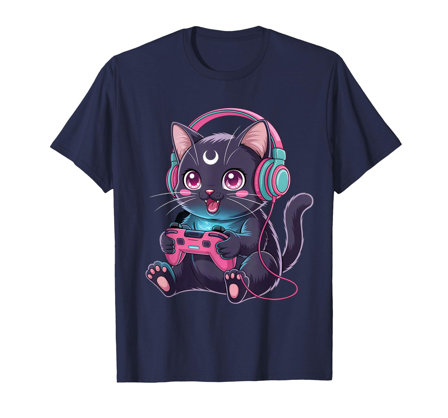 Gamer Black Cat Video Kawaii Goth Girl Clothes Pink Goth T-Shirt