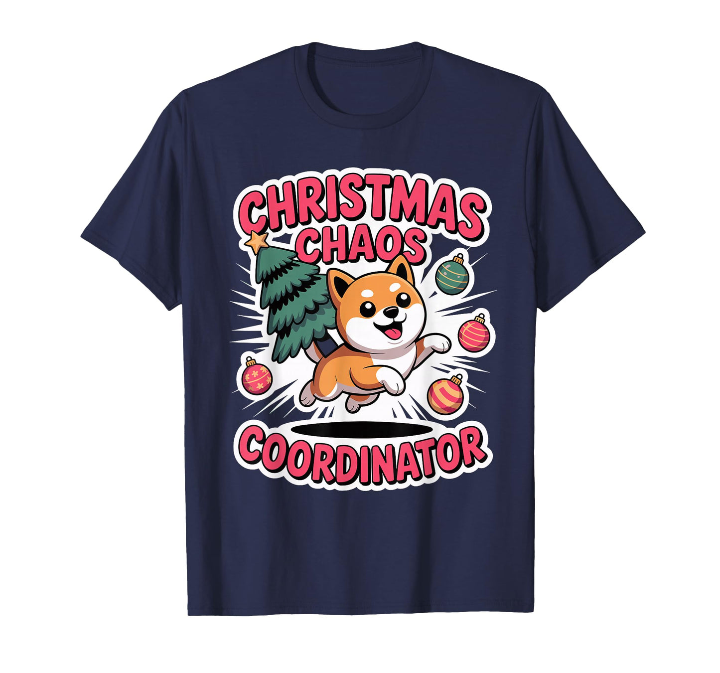 Christmas Chaos Coordinator Xmas Puppy Funny Shiba Inu T-Shirt