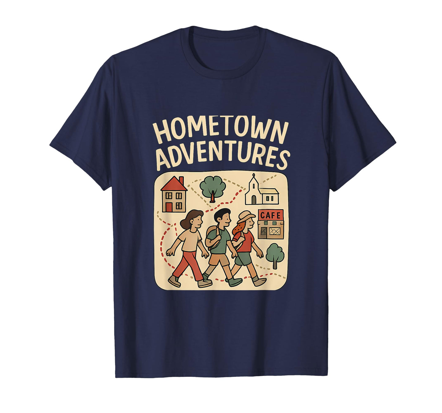 Hometown Adventures Memory Makers Cartoon Map Design T-Shirt