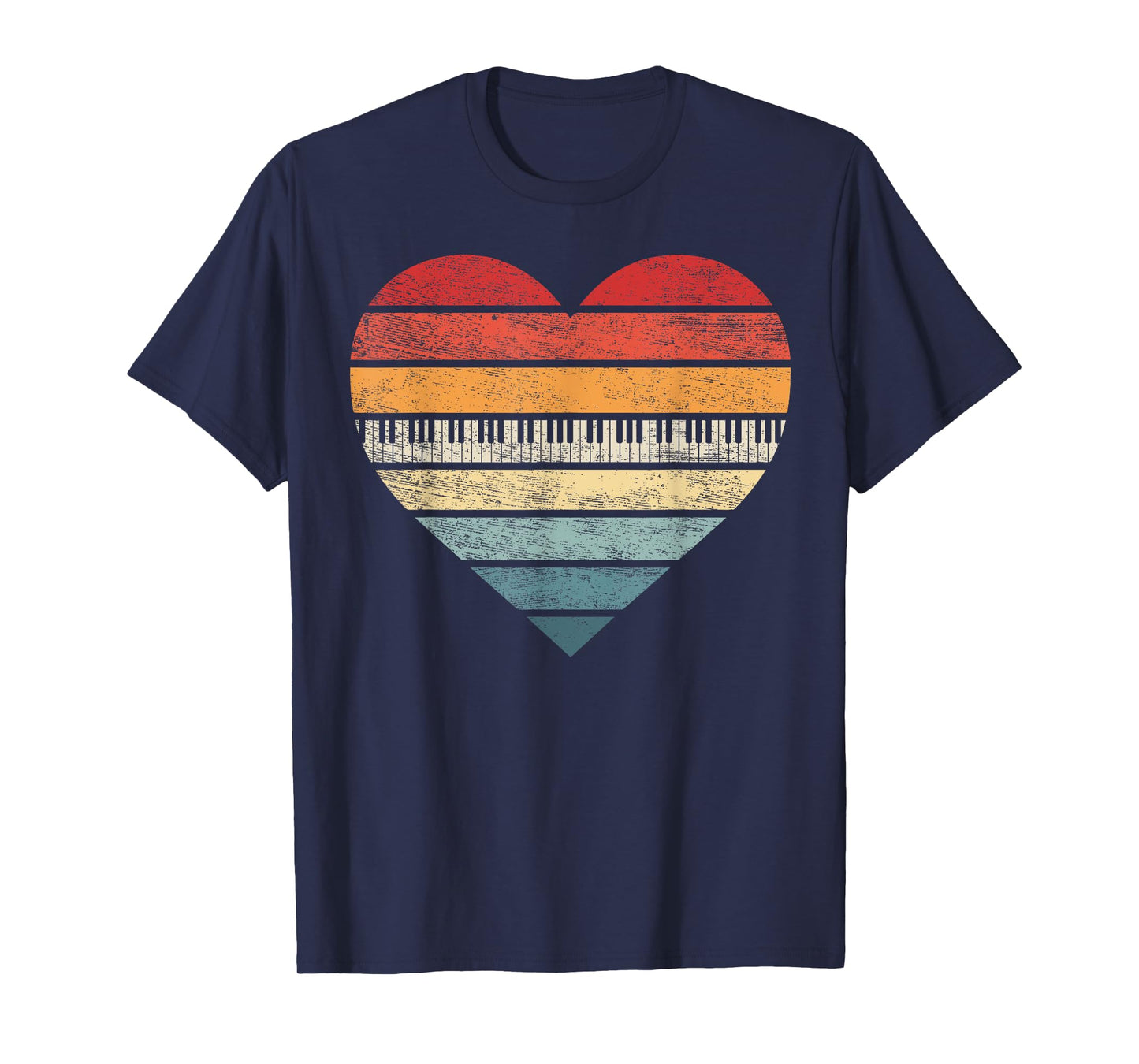 Pianist Gifts Retro Sunset Piano Keyboard Player Teacher T-Shirt