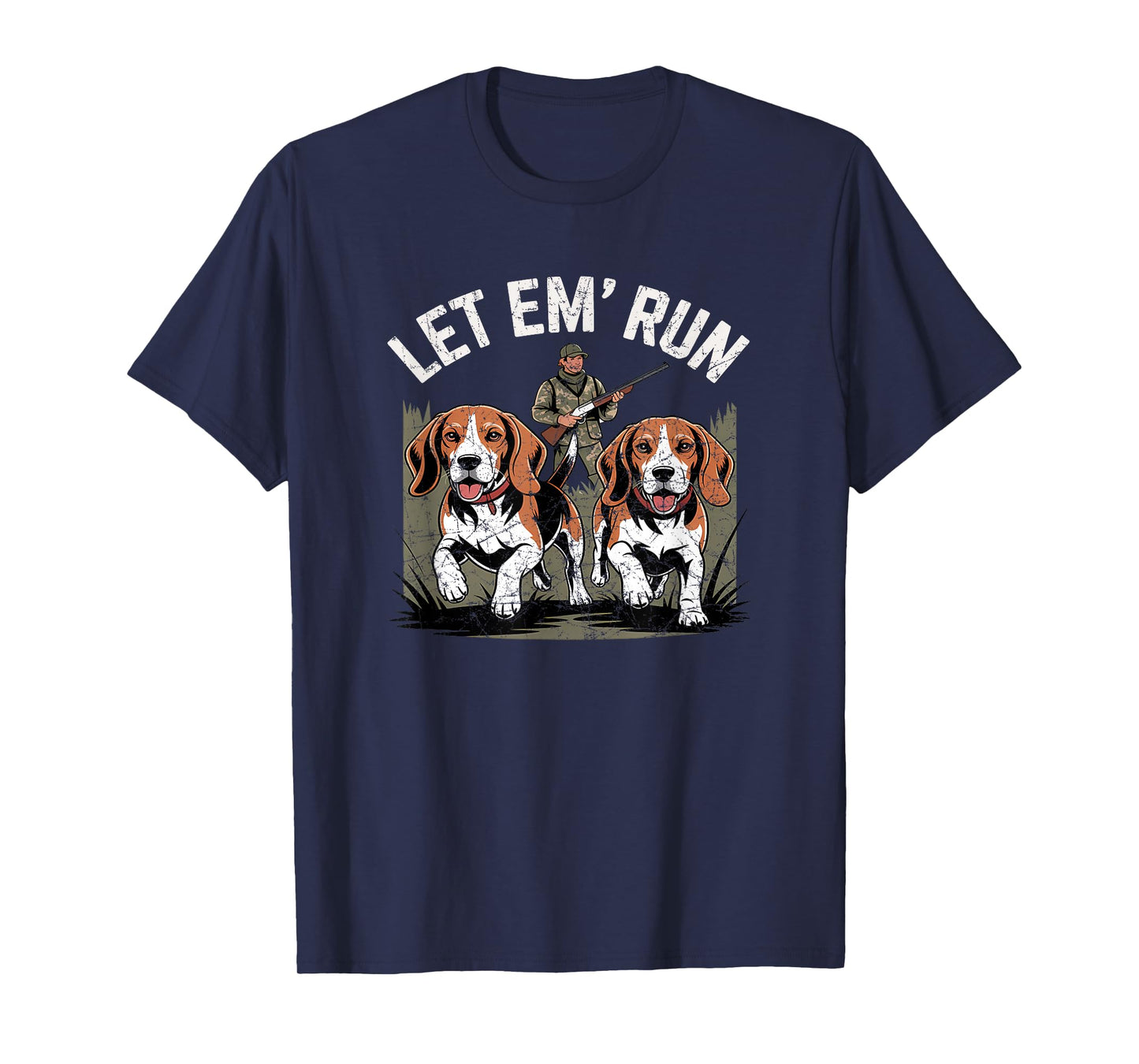 Vintage Beagle Dog Let Em' Run Rabbit Hunting T-Shirt