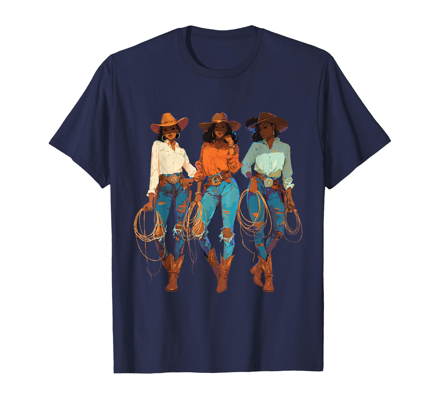 Black African American Cowgirl Western Country Texas Rodeo T-Shirt