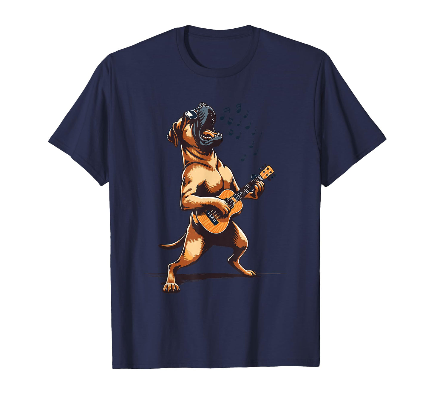 Dog Playing Guitar Singing Boerboel Bull Mastiff Funny T-Shirt