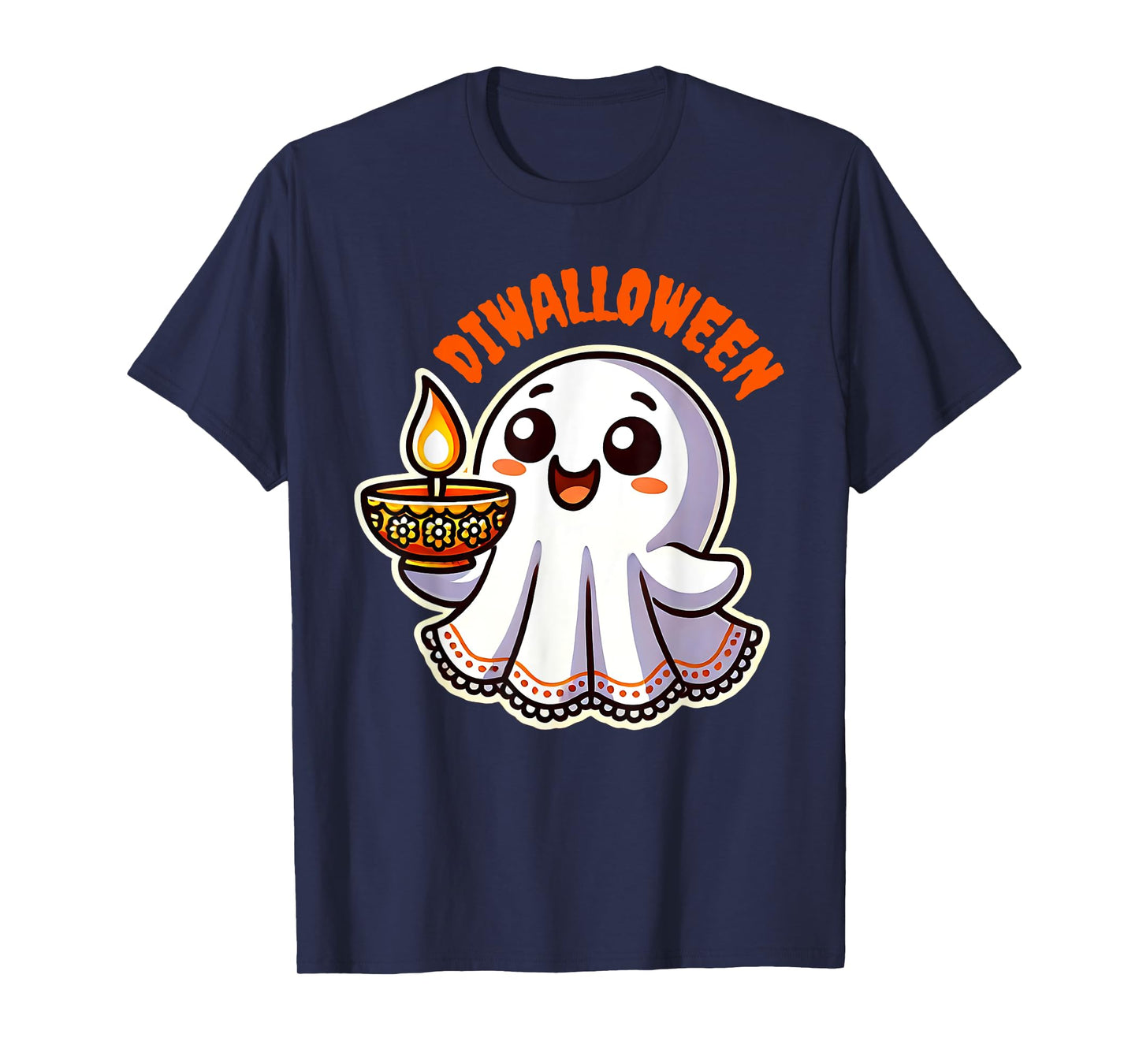 Fun Boo Ghost Lantern Diwali Deepavali Halloween Diwalloween T-Shirt