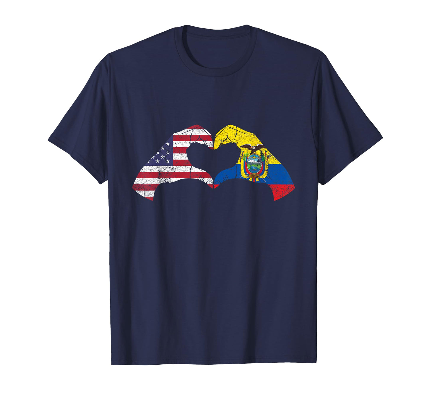 USA Ecuador Hand Flag Heart Ecuadorian Americans Love T-Shirt