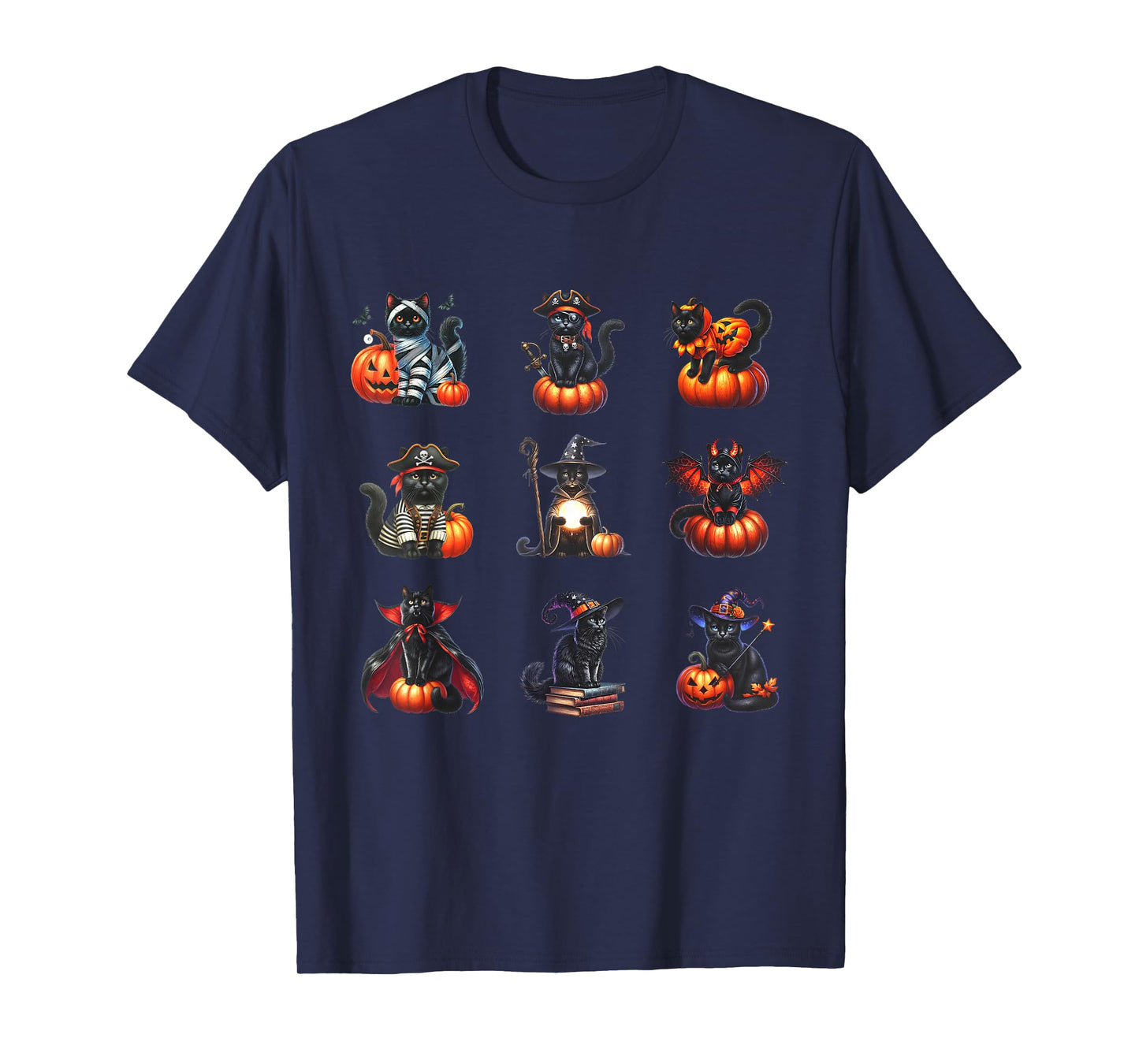 Black Cat Halloween Cat Witch Pumpkin Cat Lover Cat Ghost T-Shirt