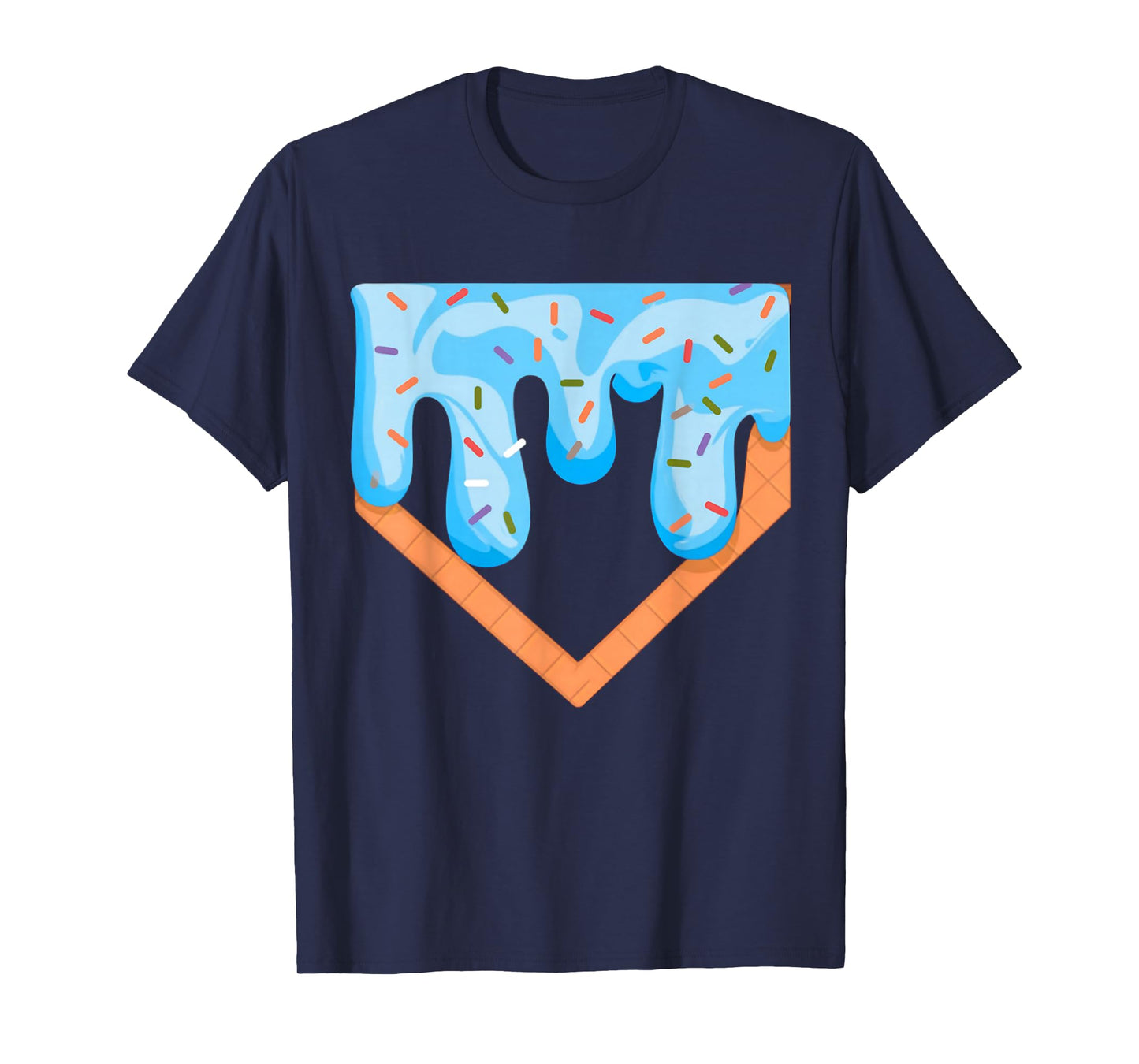 Baseball Ice Cream Dripping Baseball Home Plate Drip Funny T-Shirt