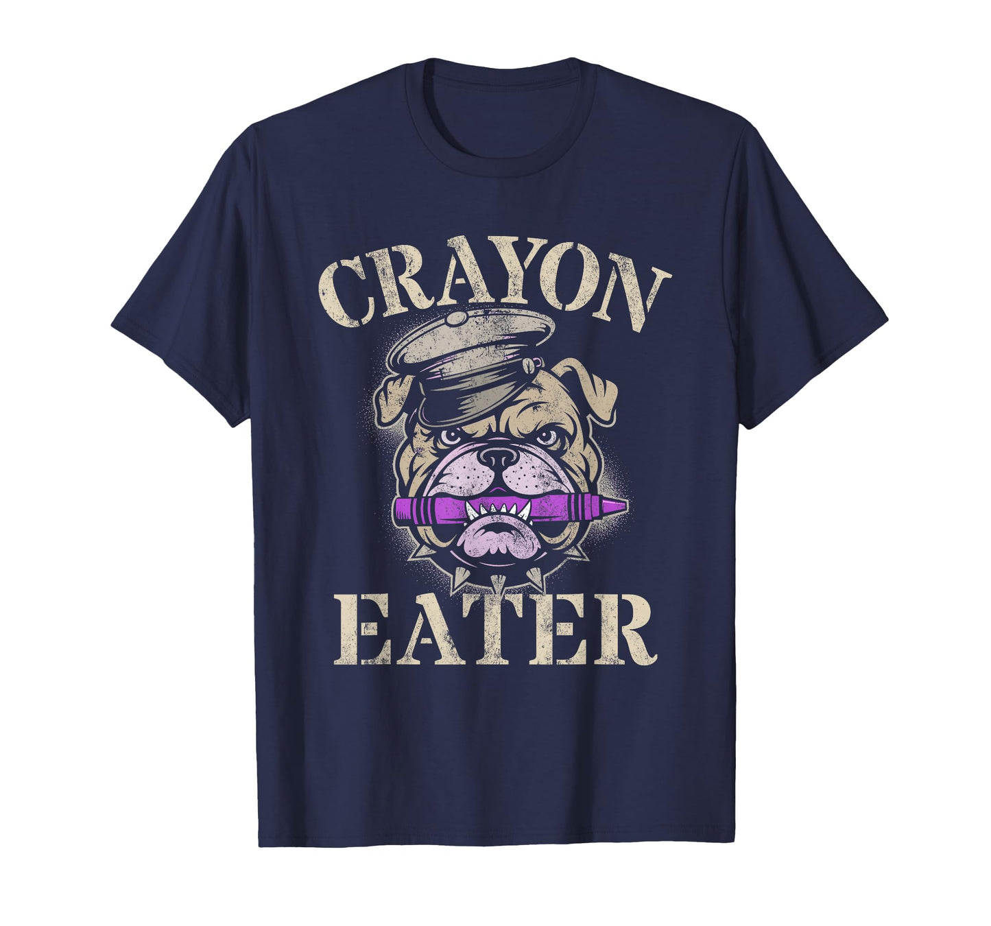 Cute Crayon Eater Bulldog Grunt Family Military Soldier Meme T-Shirt
