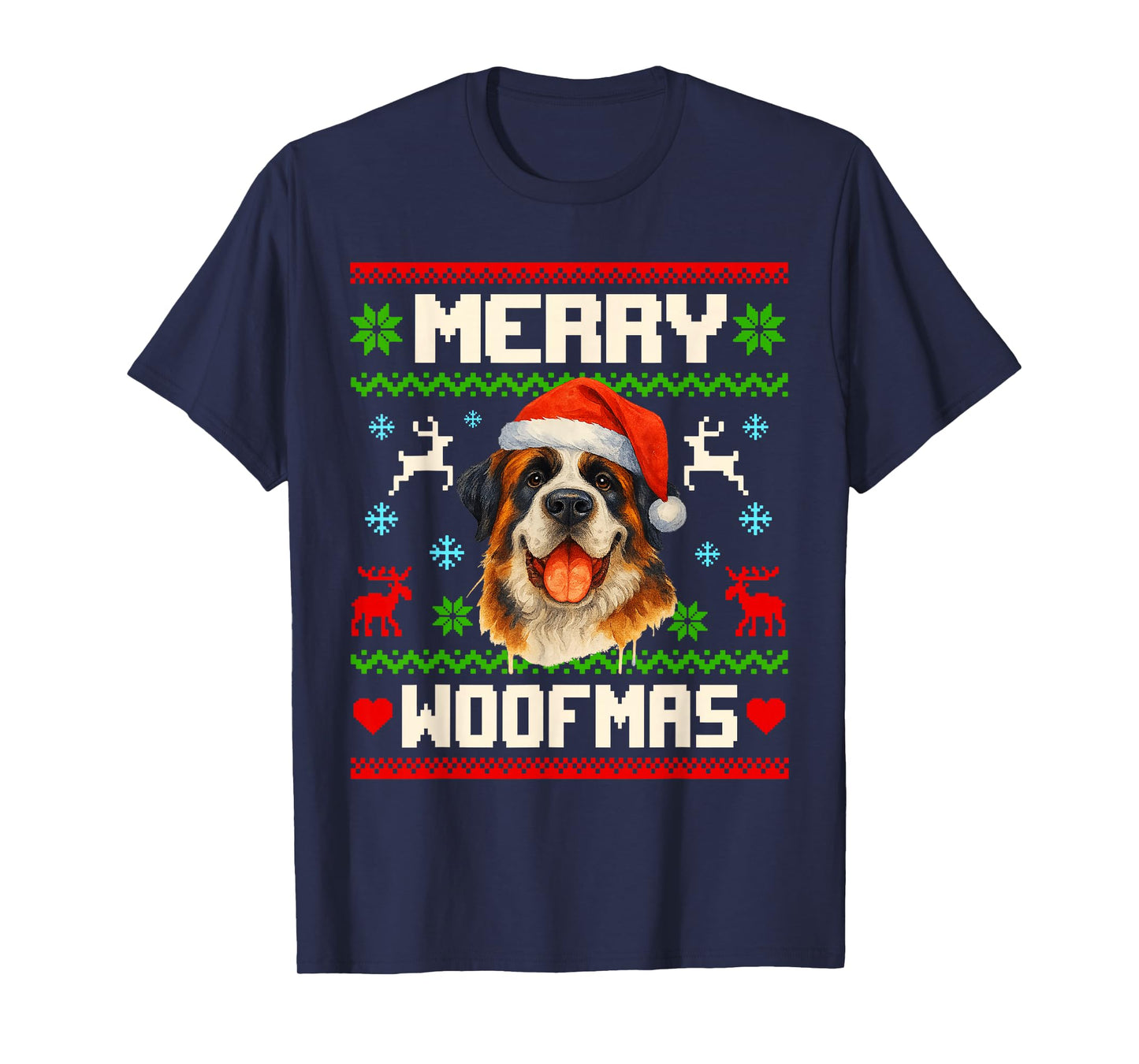 Saint Bernard Dog Christmas Ugly Sweater Pet Dog Lover Xmas T-Shirt
