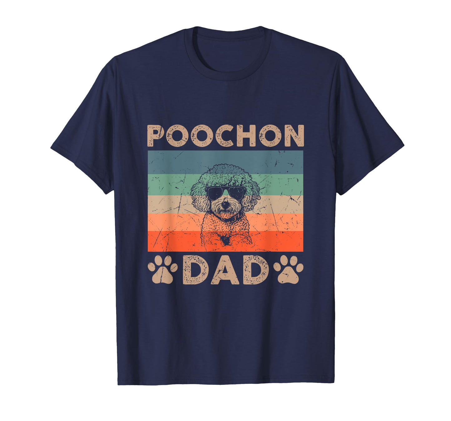 Vintage Poochon Dad Gifts Funny Dog Dad Lover Father's Day T-Shirt