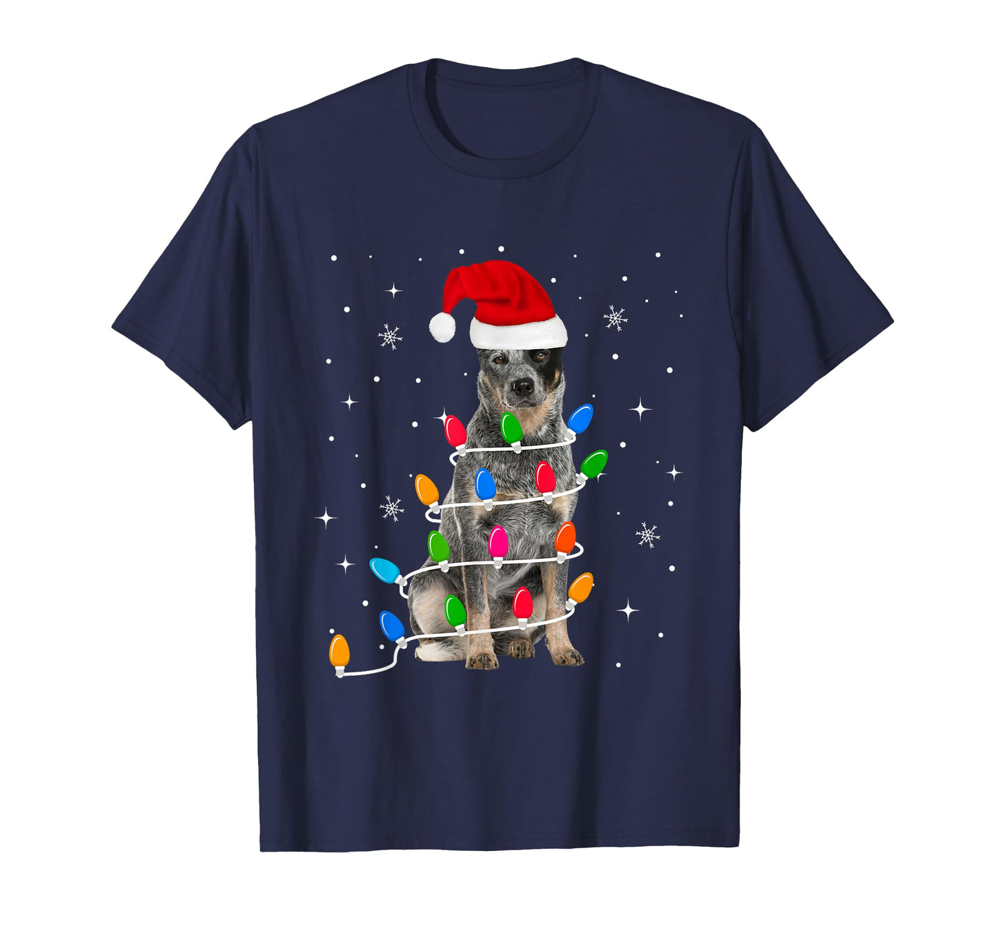 Funny Australian Cattle Dog Christmas Light Gifts Xmas T-Shirt