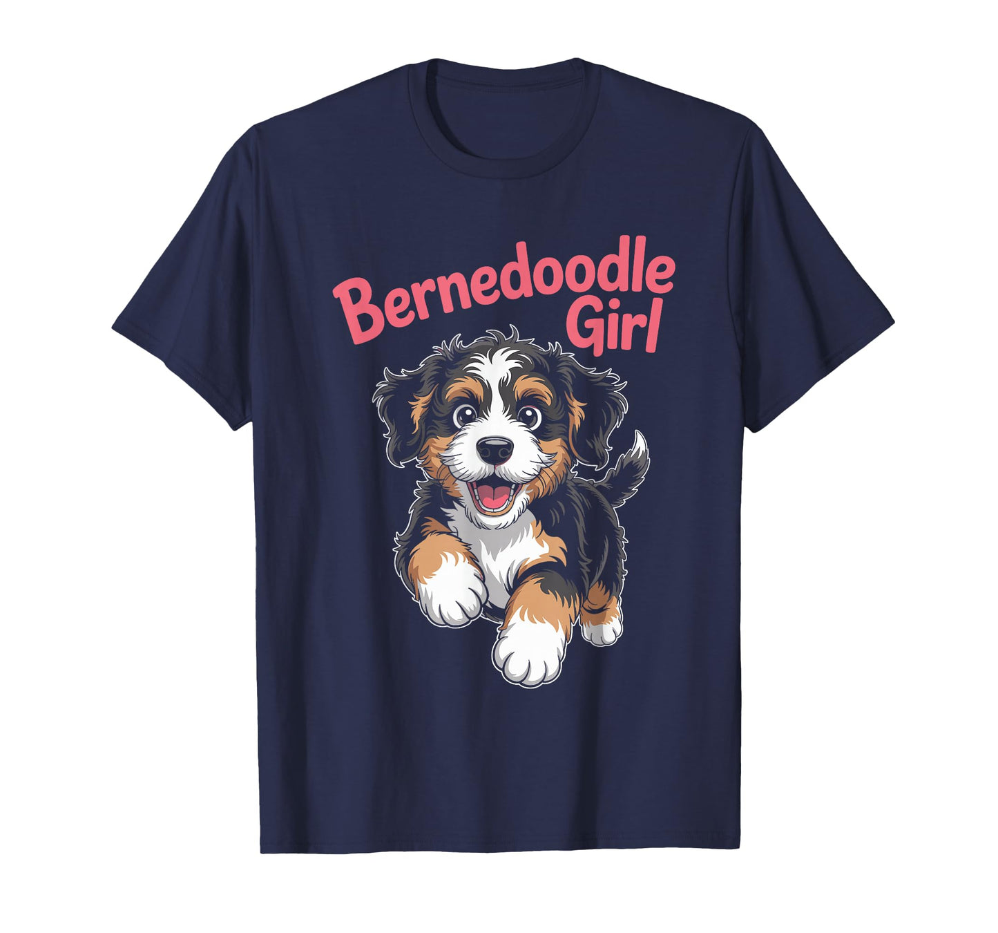 Womens Bernedoodle Girl Cute Cartoon for Dog Owners Pet T-Shirt