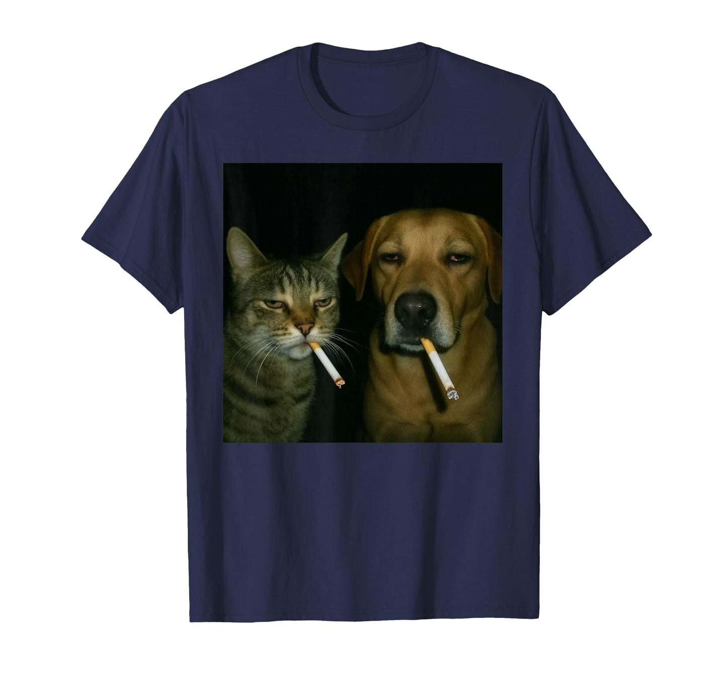 Funny Dog and Cat Smoking Cigarette and Drinking T-Shirt