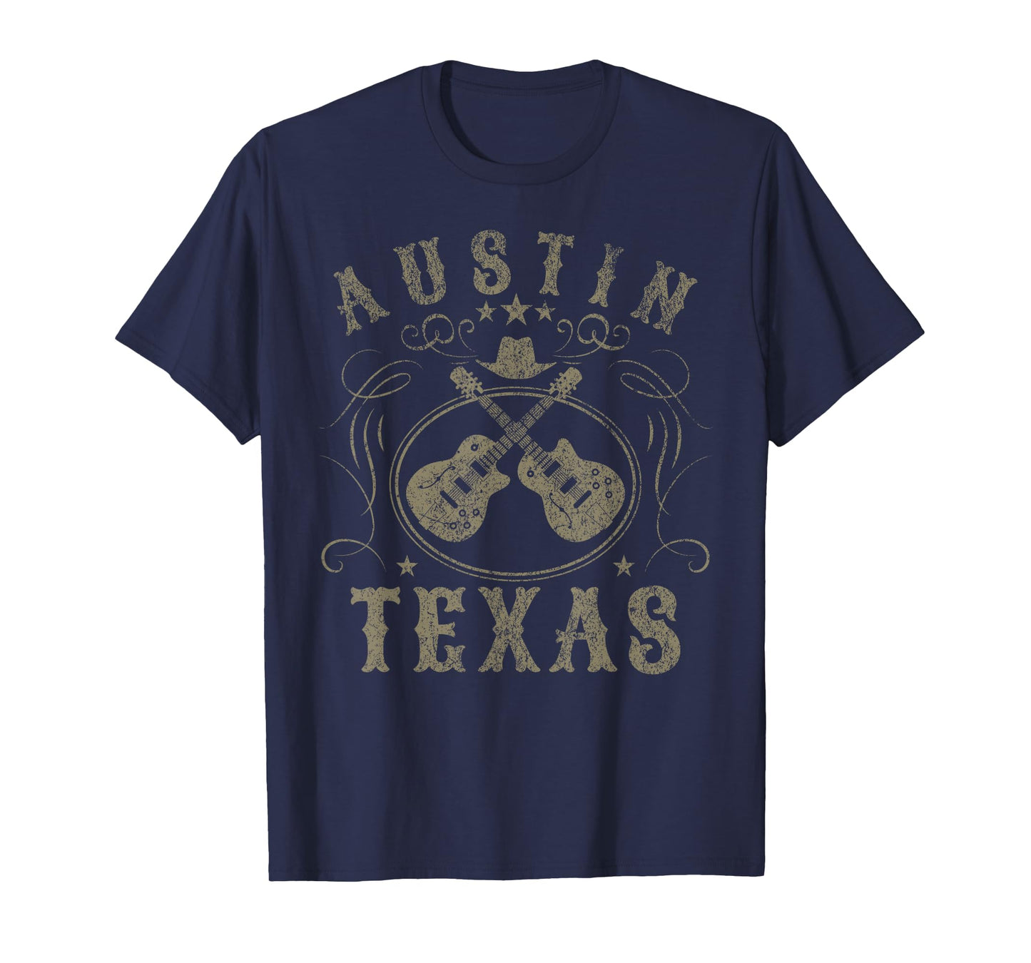 Austin Texas USA Travel T-Shirt - Unisex Adults & Kids - Black - Short Sleeve - Crew Neck - Vintage - Music - Vacation - Polyester 100% - Lightweight - Classic Fit - Detailed Fabric Composition