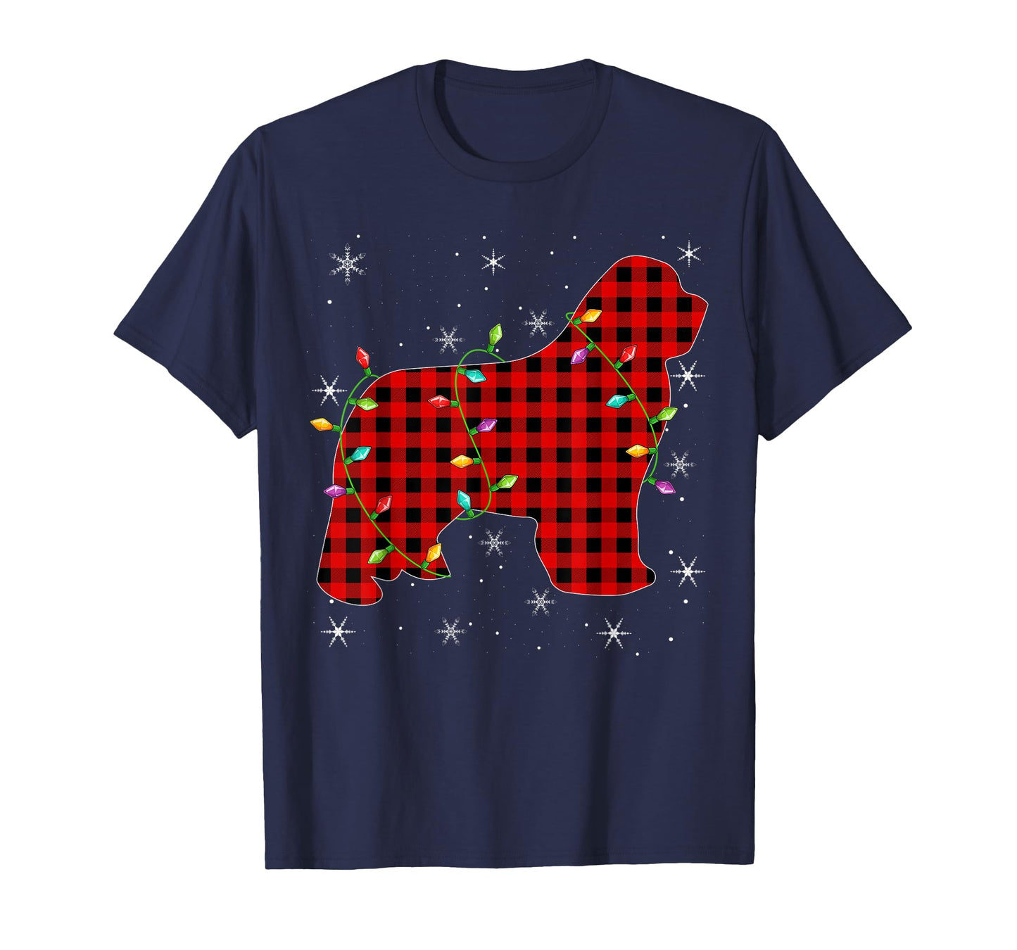 Buffalo Plaid Matching Newfoundland Dog Christmas Pajama Men Women Kids T-Shirt