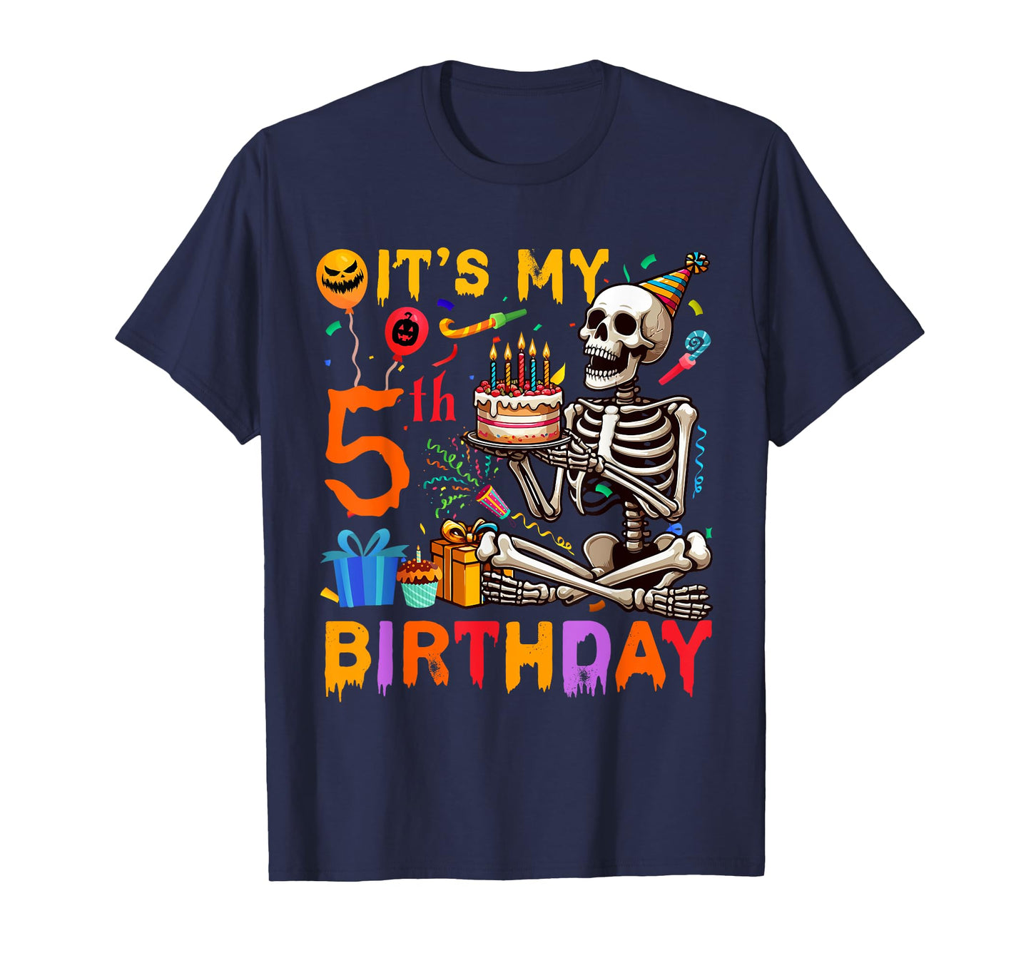 It's My 5th Birthday Halloween Skeleton Matching Party T-Shirt