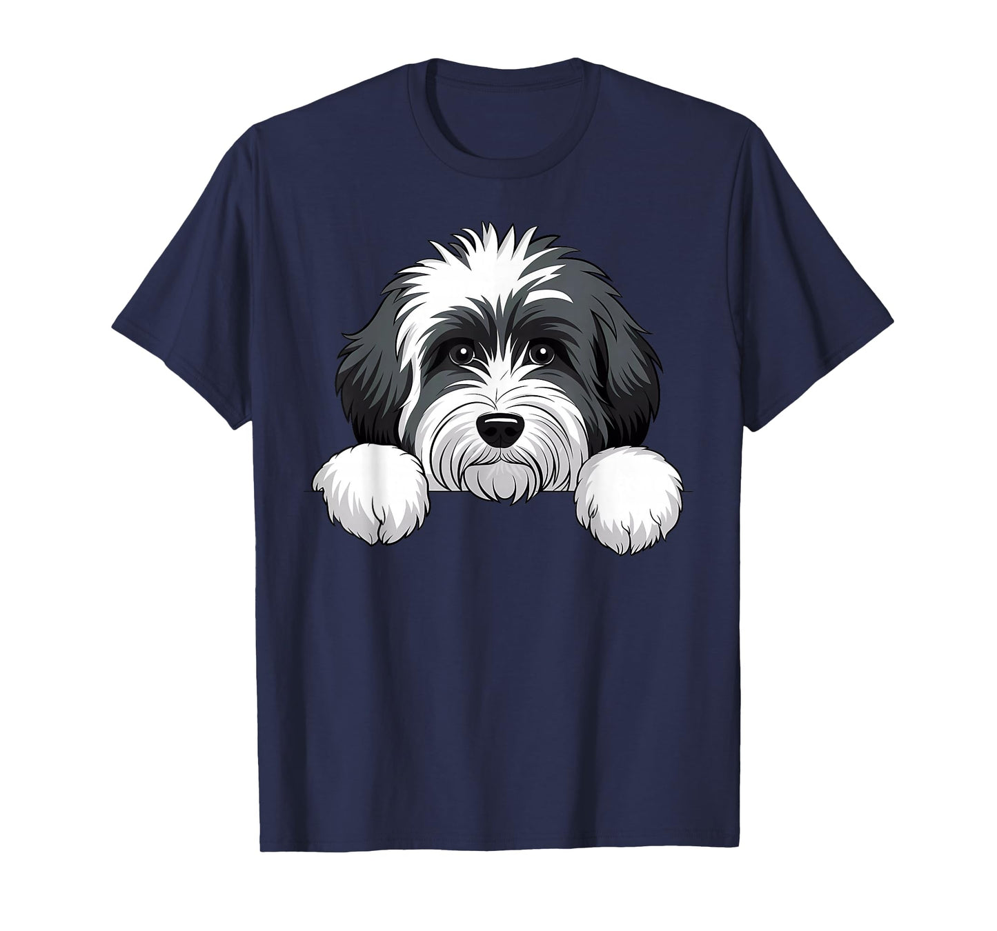 Cute Sheepadoodle Peeking Puppy Funny Doodle Dog Lover T-Shirt