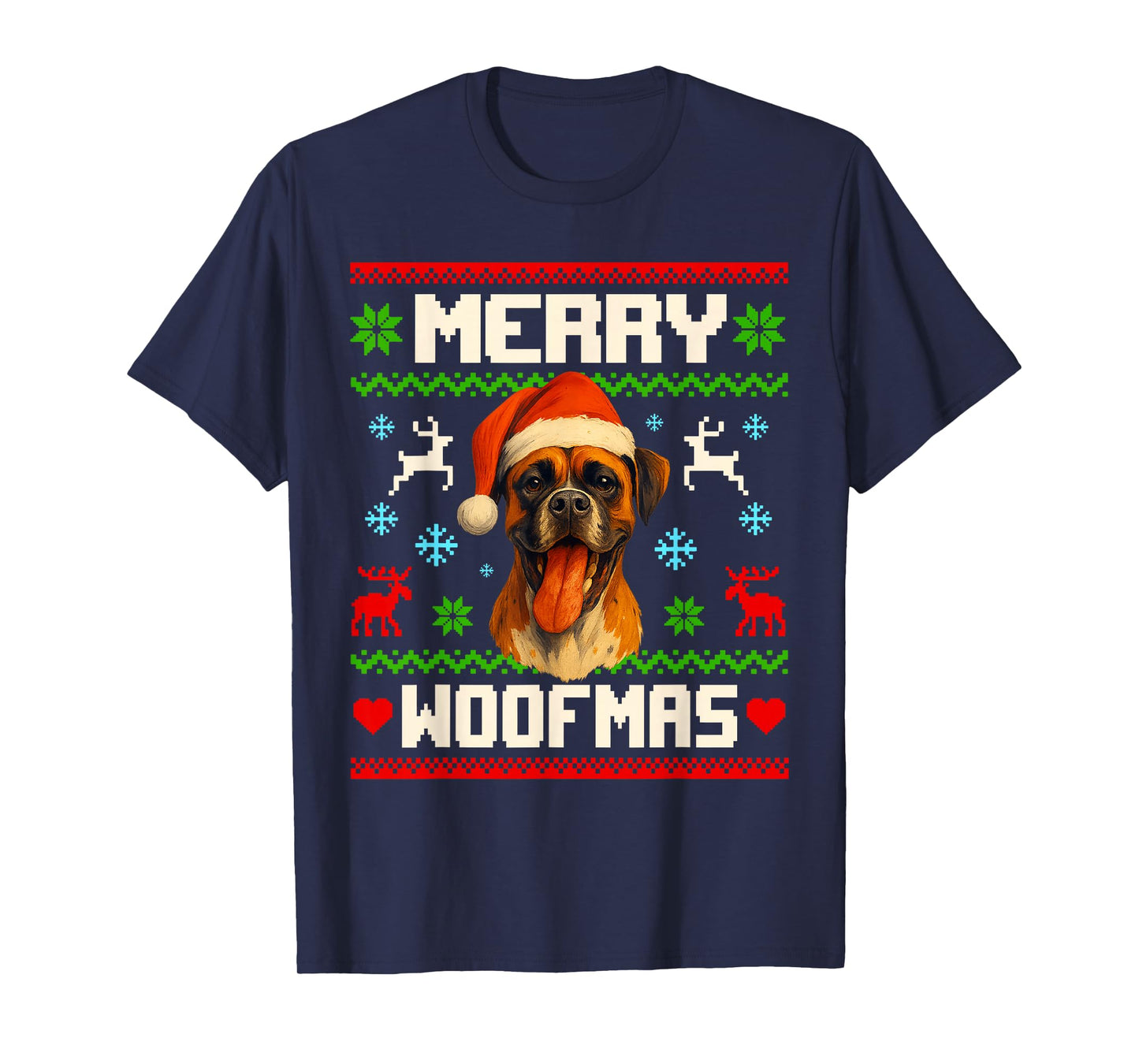 Funny Boxer Dog Christmas Ugly Sweater Pet Dog Lover Xmas T-Shirt