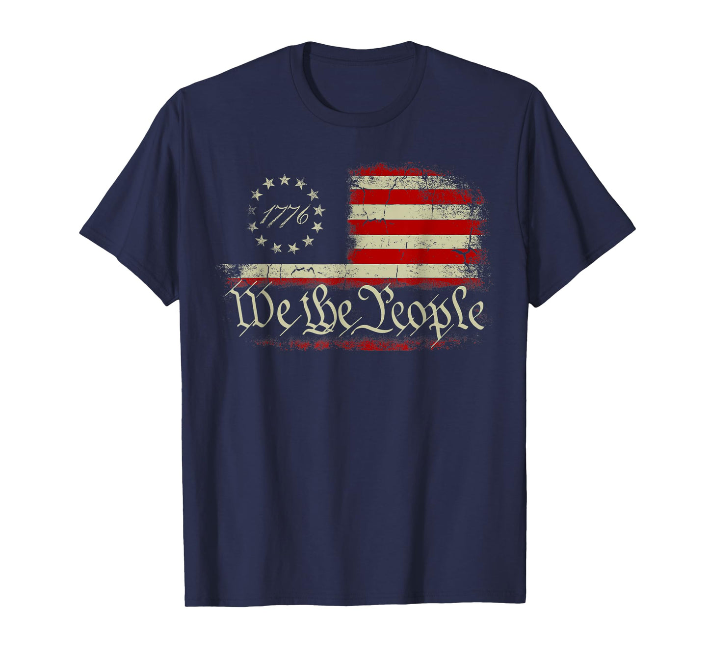 Vintage Old American Flag Patriotic 1776 We The People USA T-Shirt