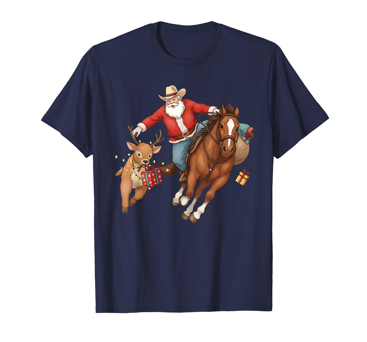 Cowboy Santa Riding Horse Western Christmas Rodeo T-Shirt