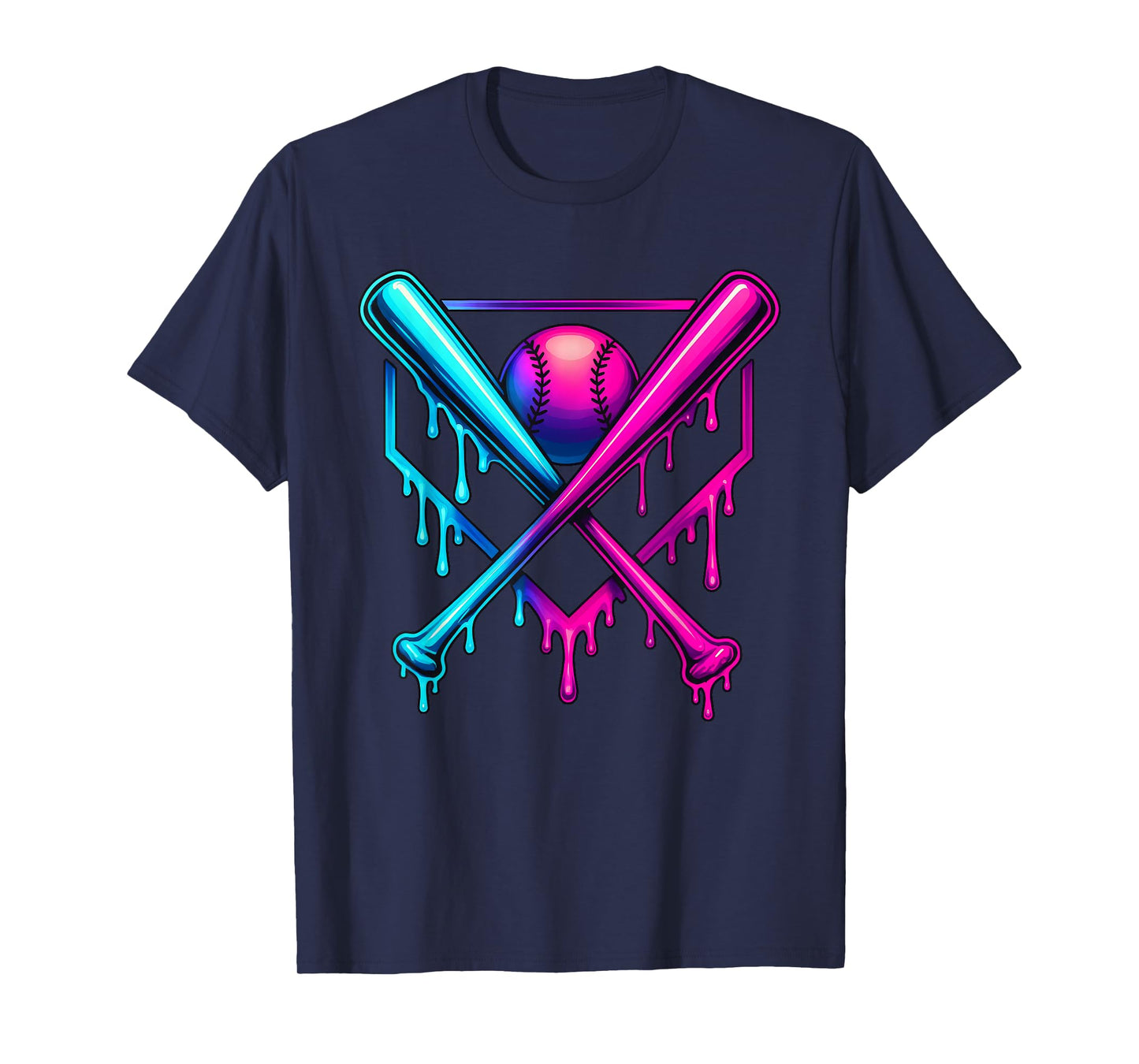 Baseball Drip for Boys Home Plate Ice Cream Drip Youth Sport T-Shirt