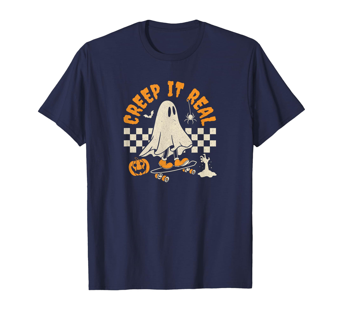 Halloween Creep it real ghost skateboard for women kids T-Shirt