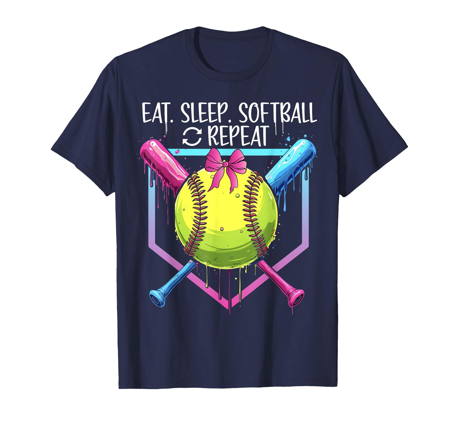 Softball Drip Eat Sleep Softball Repeat Girls Youth Game day T-Shirt