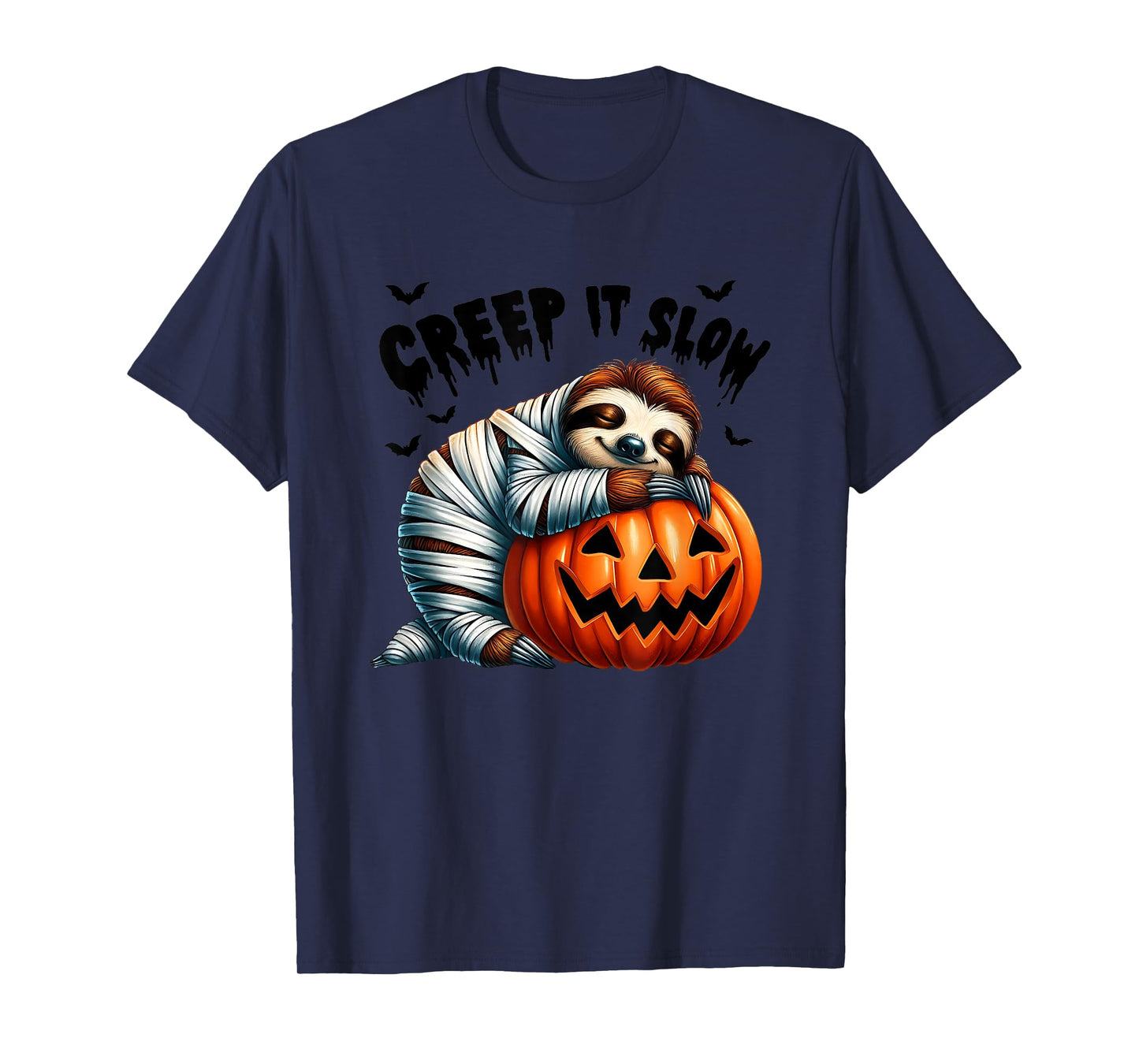 Creep It Slow Cute Sloth Mummy Jack O Lantern Halloween T-Shirt
