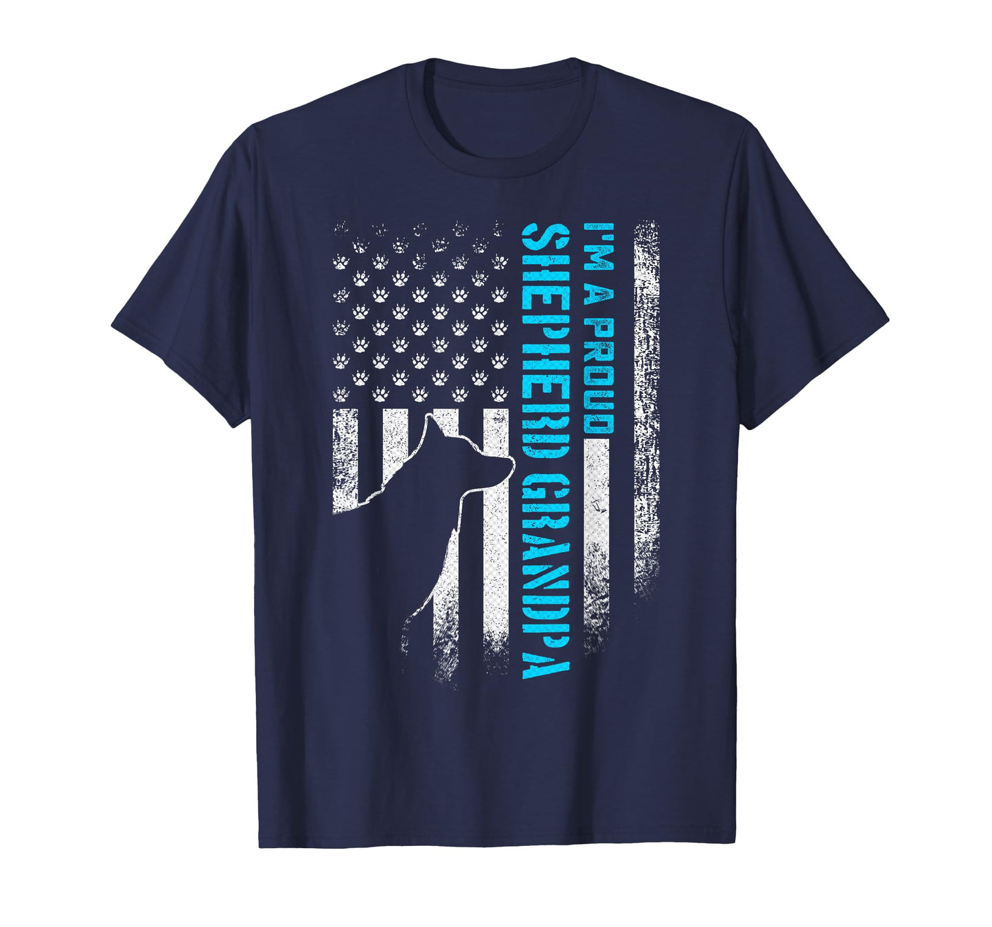 Vintage American Flag I'm A Proud German Shepherd Grandpa T-Shirt