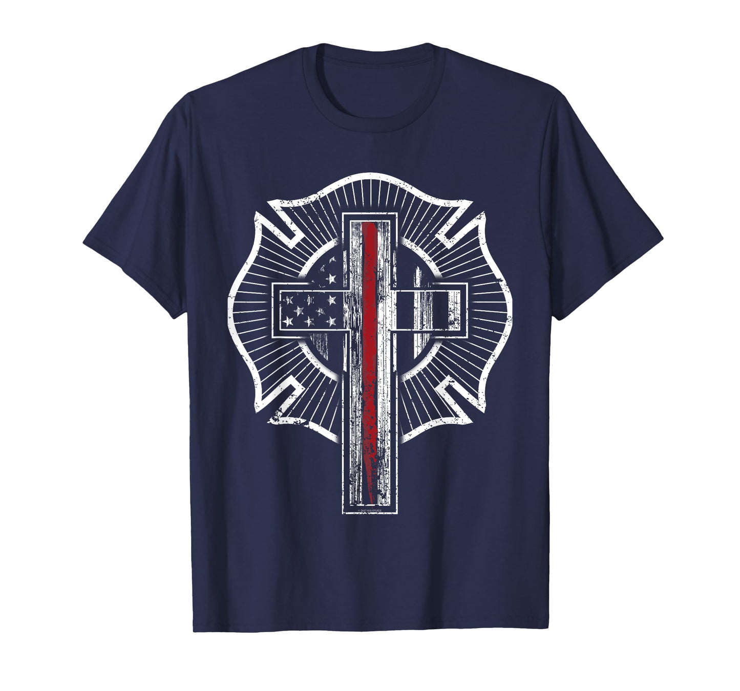 Firefighter Shirt Christian Thin Red Line Maltese Cross T-Shirt
