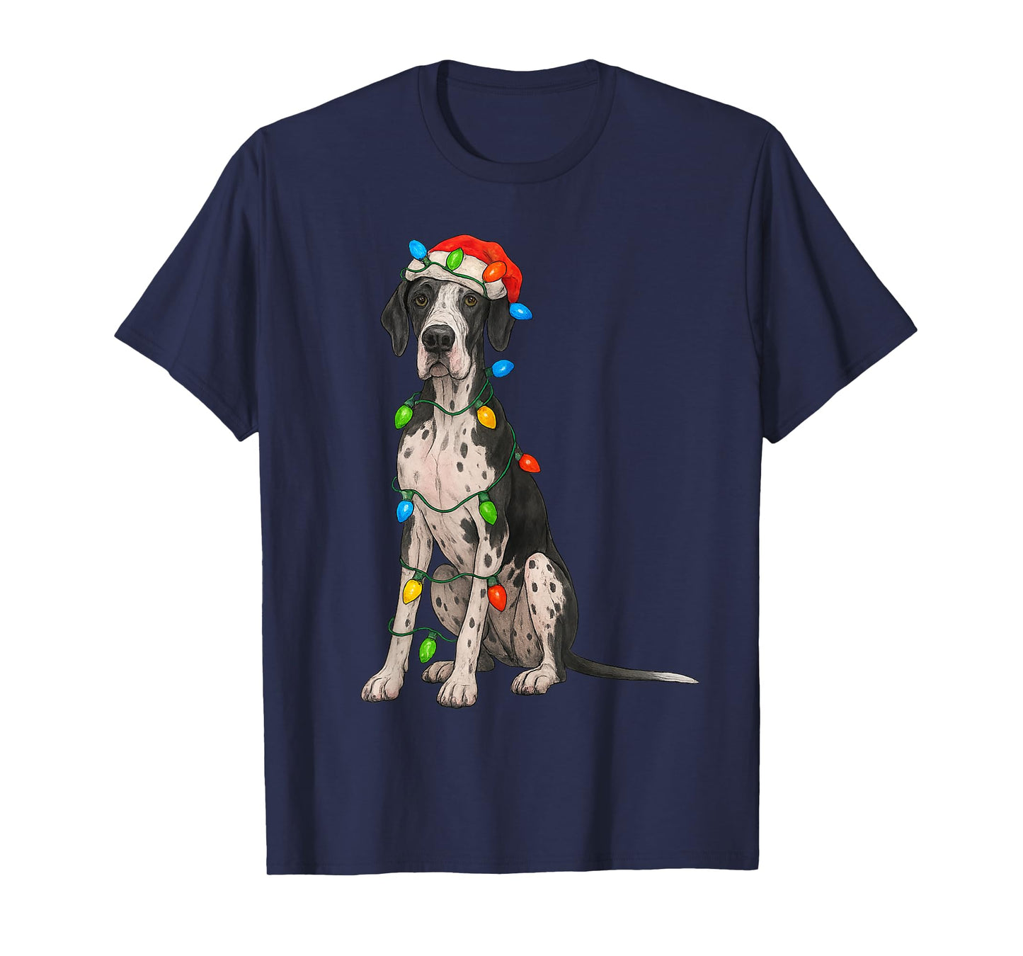Great Dane Christmas Lights Dog Lover Xmas Pajama T-Shirt