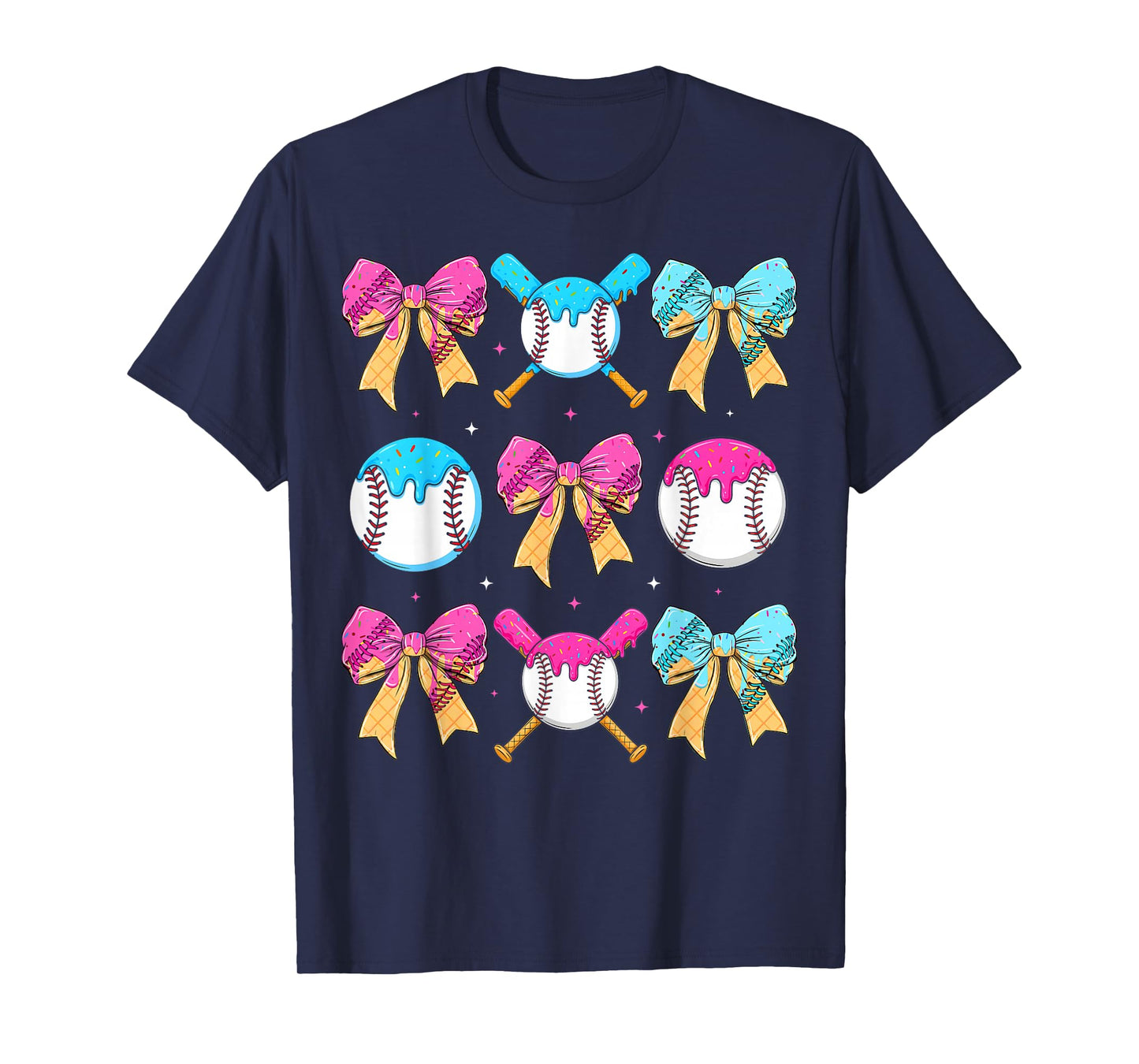 Baseball Sister Drip Bow Ice Cream Drip Girls Sprinkle Youth T-Shirt