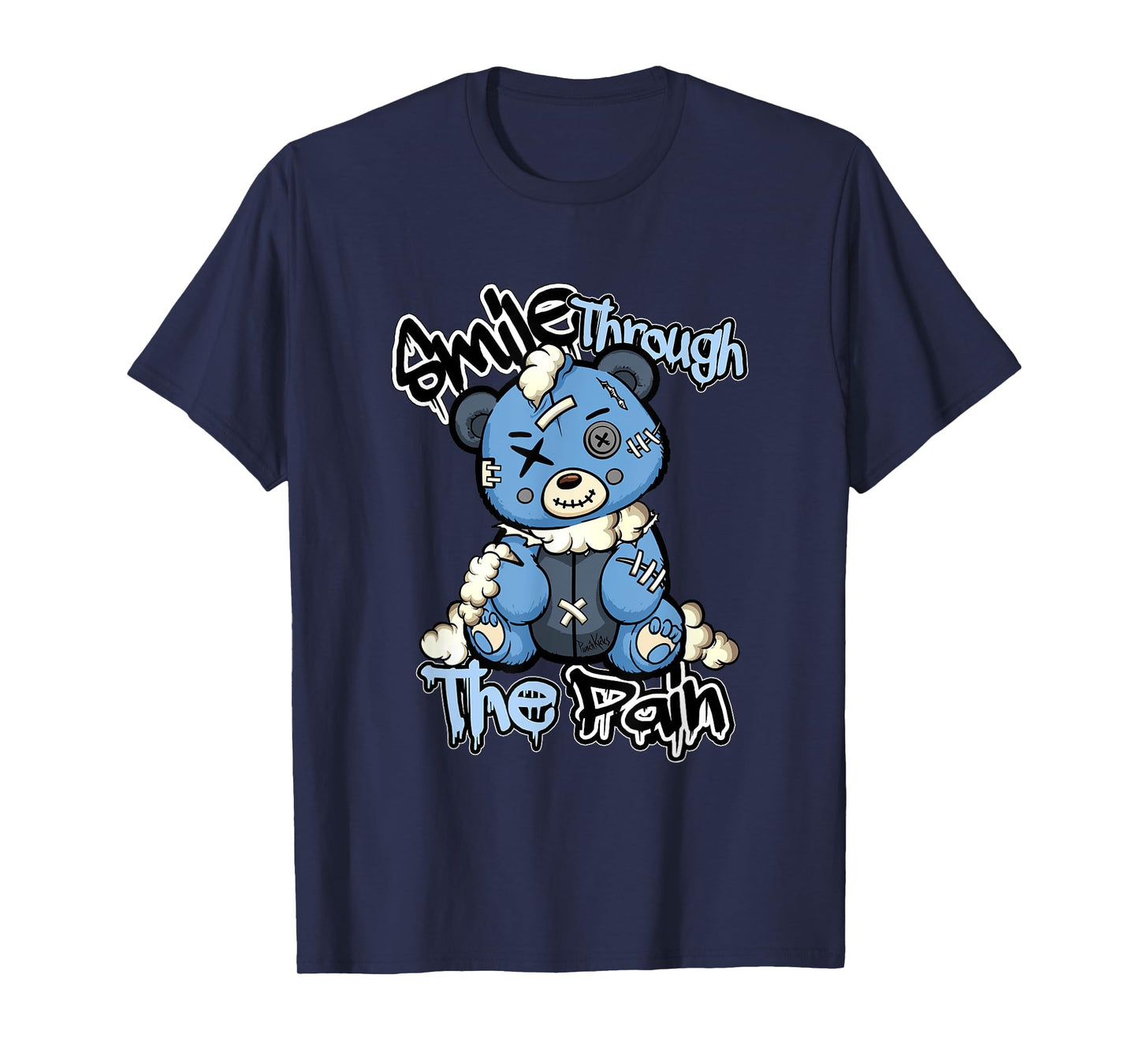 Blue Sad Teddy Bear Tee, Lofi Streetwear Aesthetic Bear T-Shirt