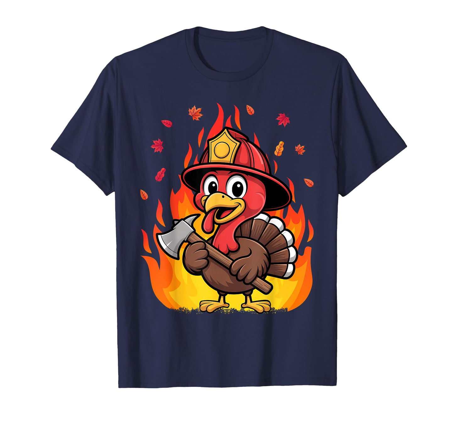 Thanksgiving Firefighter Turkey - Funny Feast Day T-Shirt