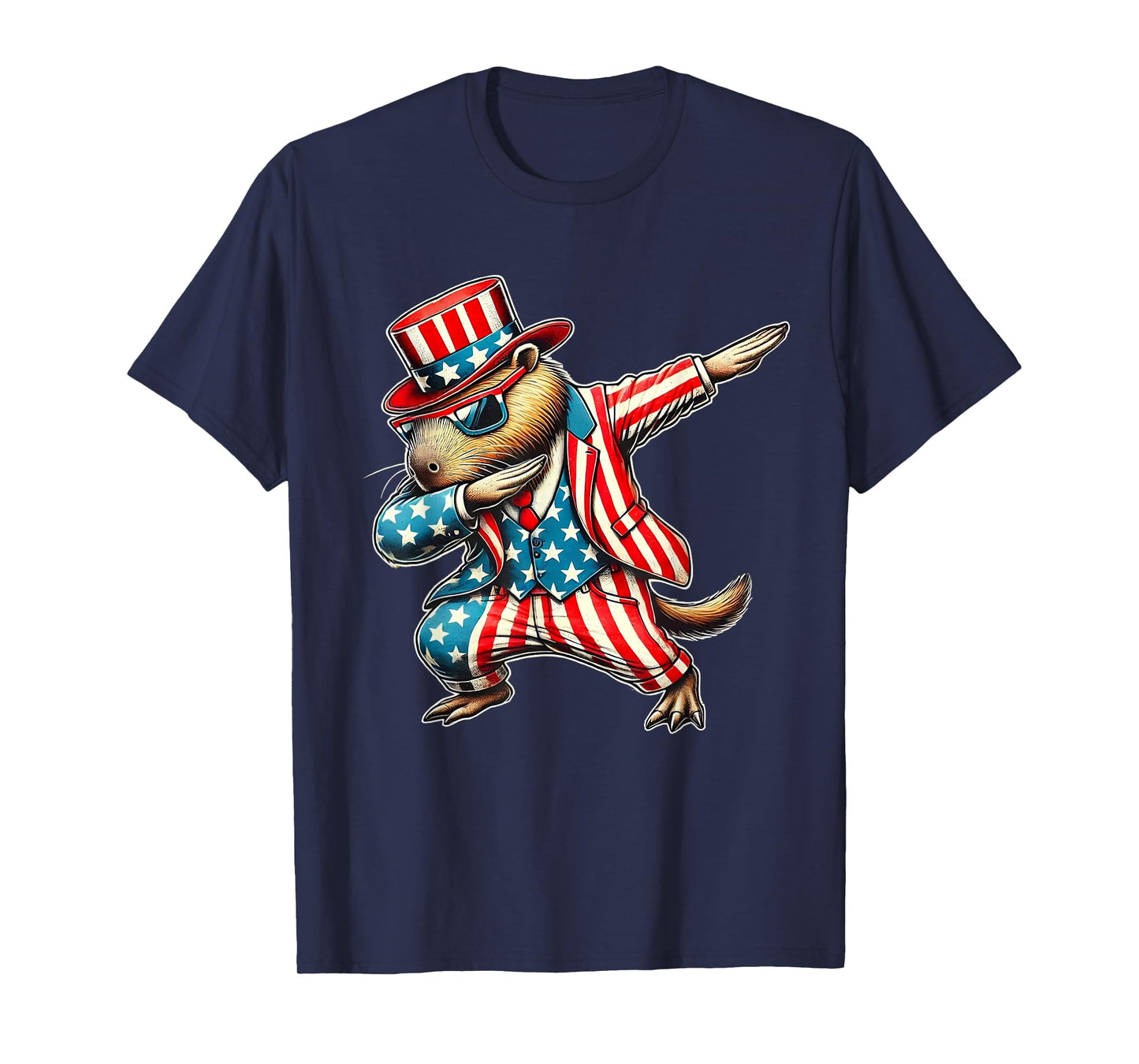 Dabbing Rodent Capybara 4Th Of July Funny Toddler Boy Kids T-Shirt