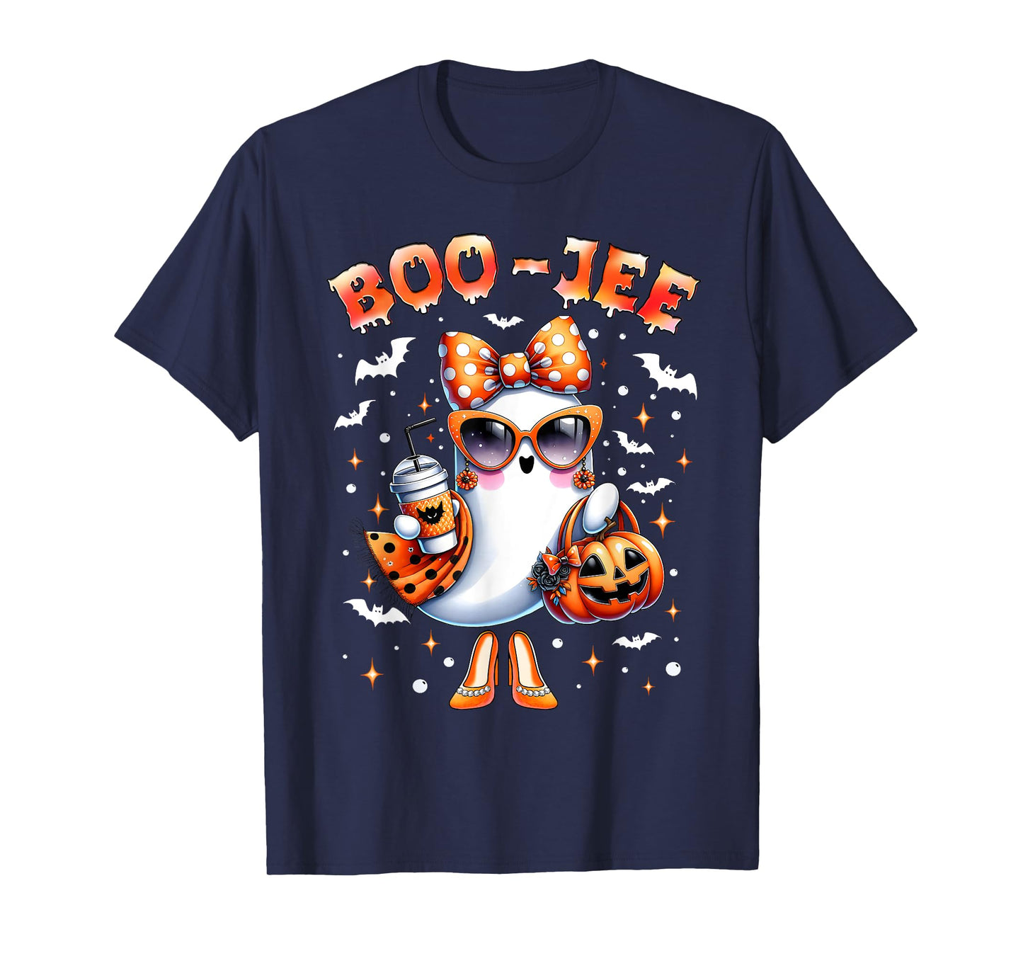 Boo-Jee Funny Ghost Coffee Jack O Lantern Happy Halloween T-Shirt