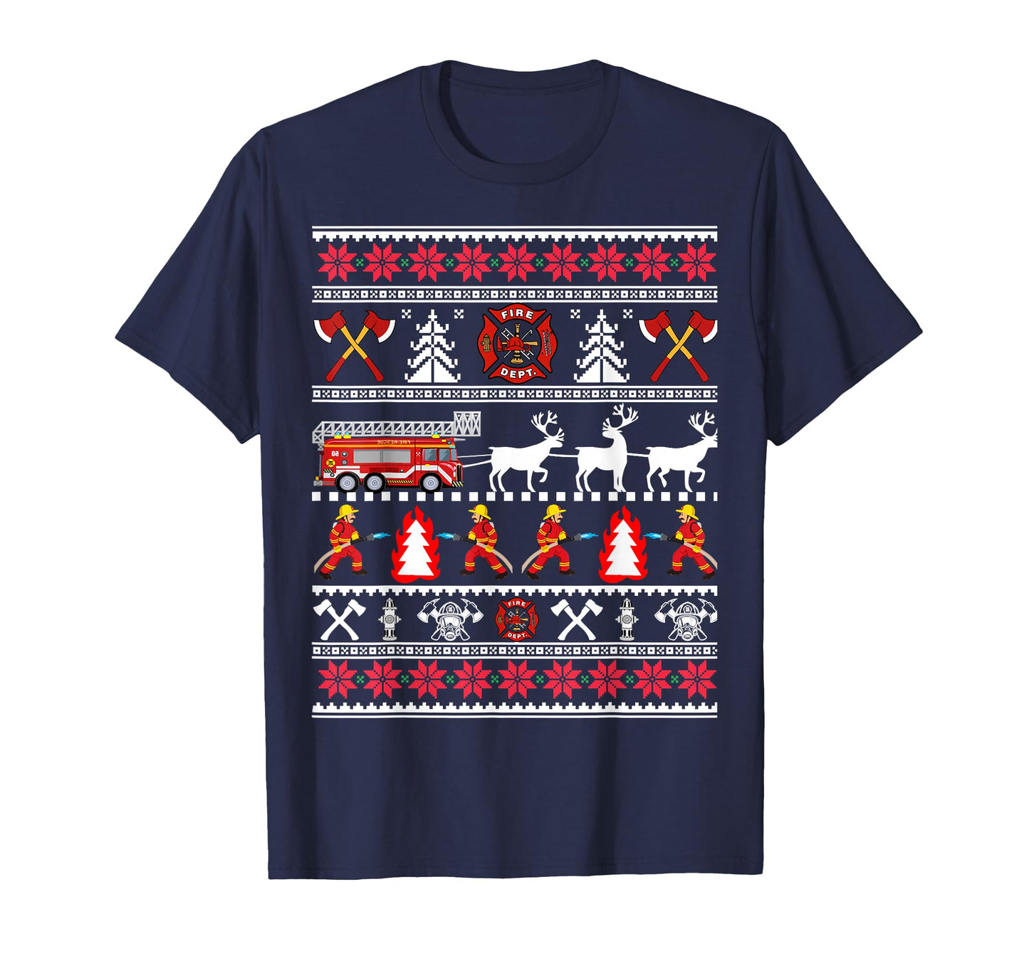 Firefighter Ugly Christmas Sweater, Fireman Fire Department T-Shirt